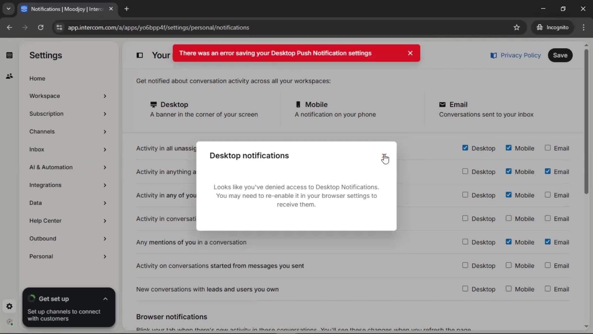 Notification settings screenshot