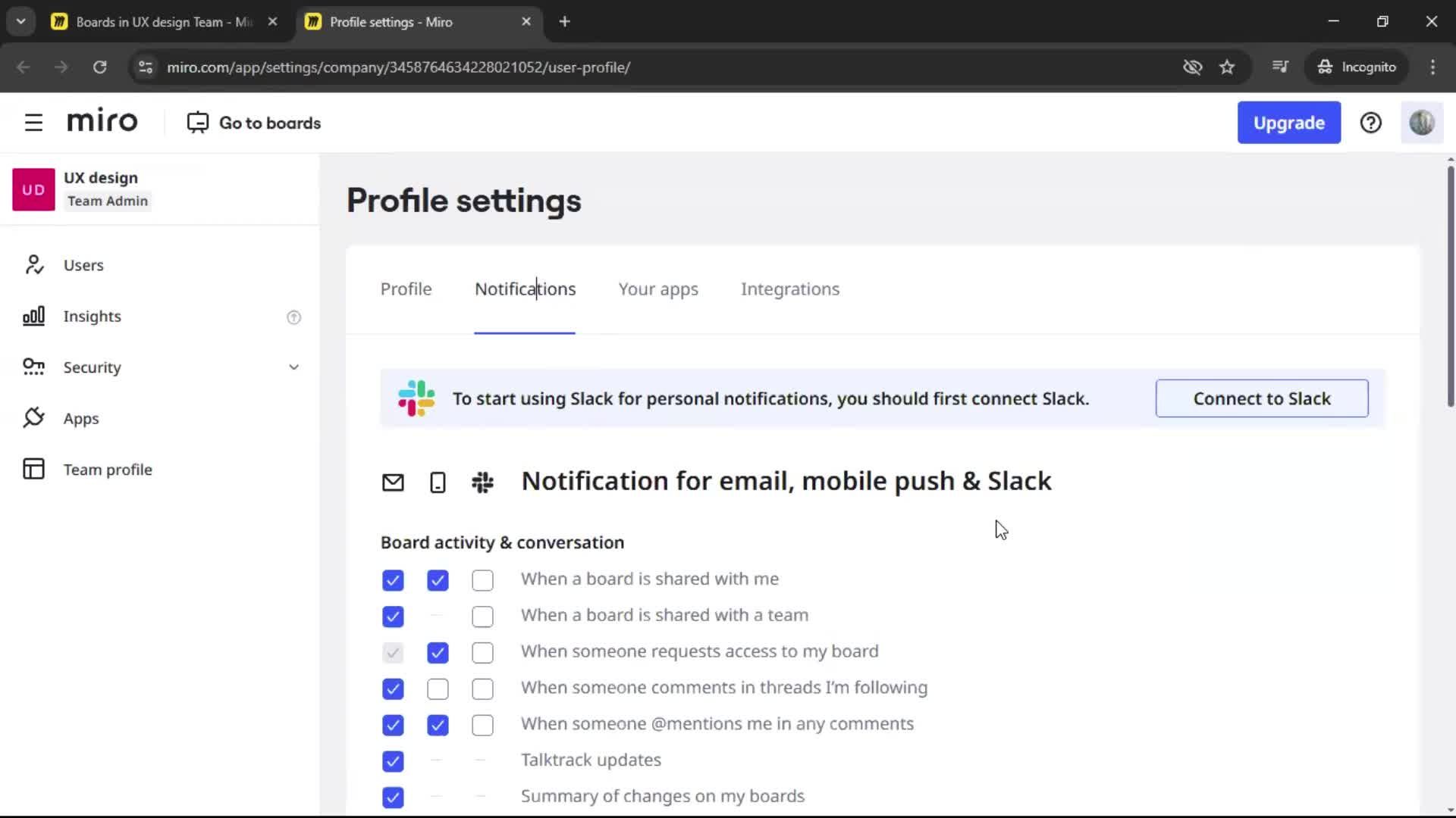 Notification settings screenshot