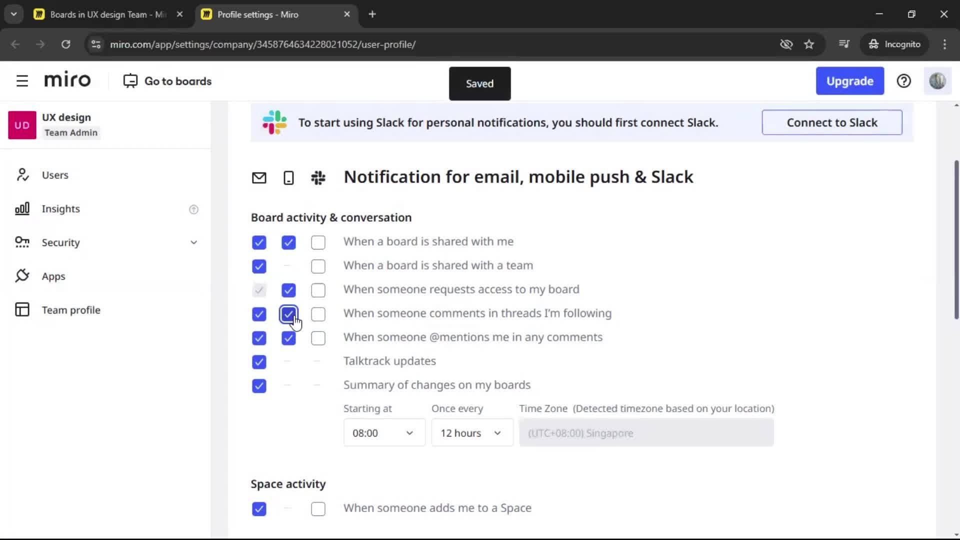 Notification settings screenshot