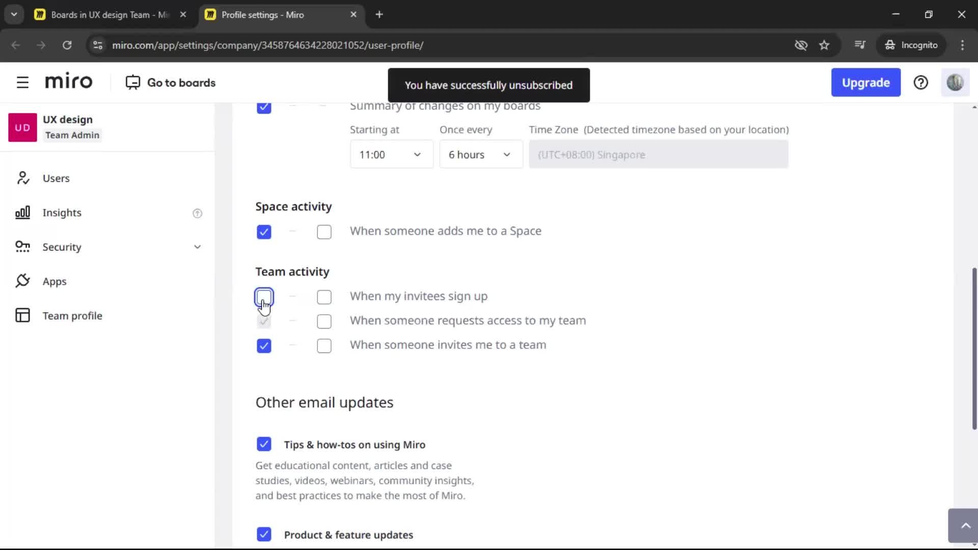 Notification settings screenshot