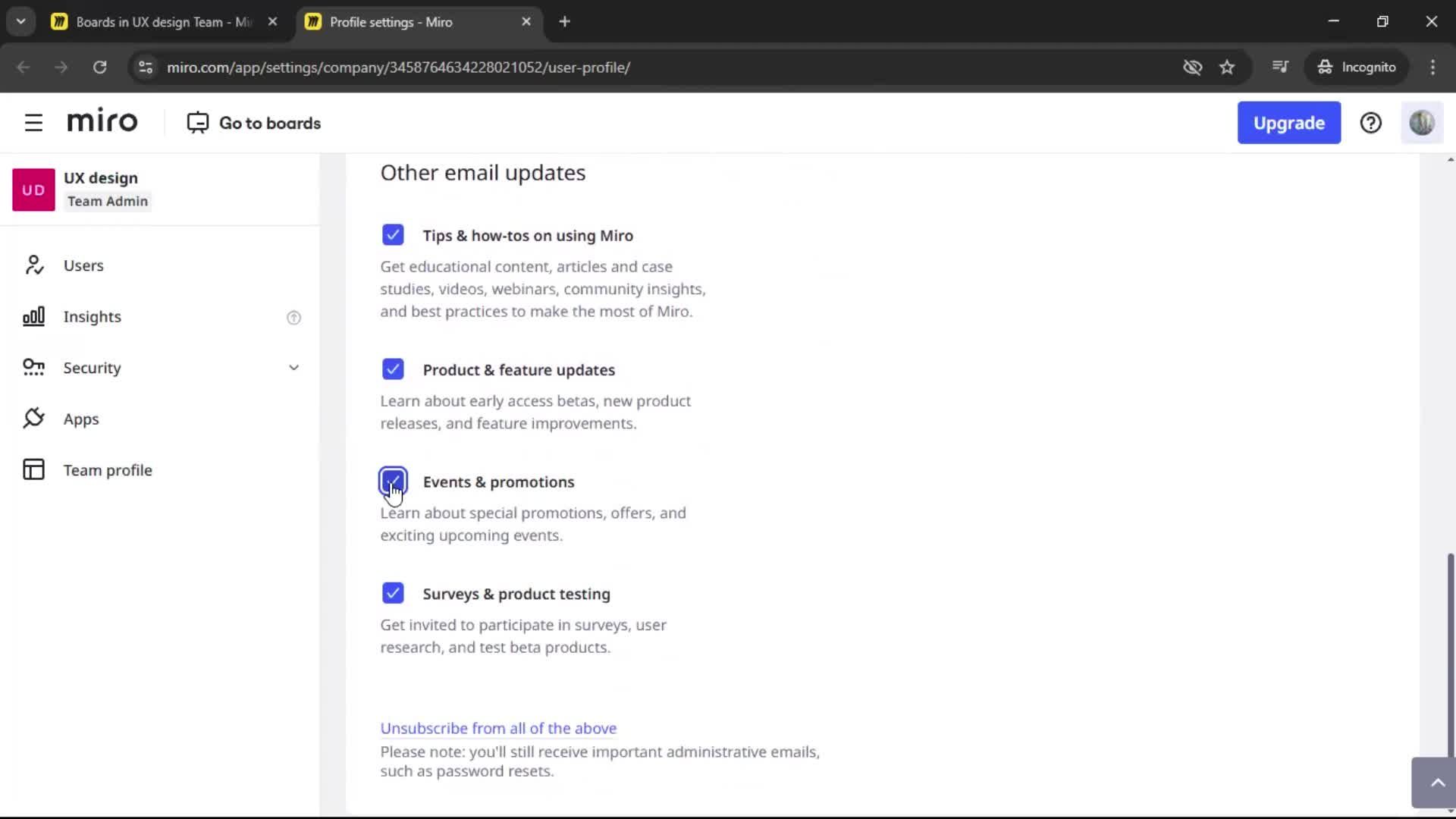 Notification settings screenshot