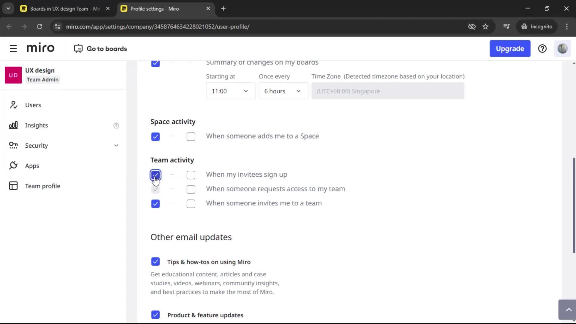 Notification settings screenshot