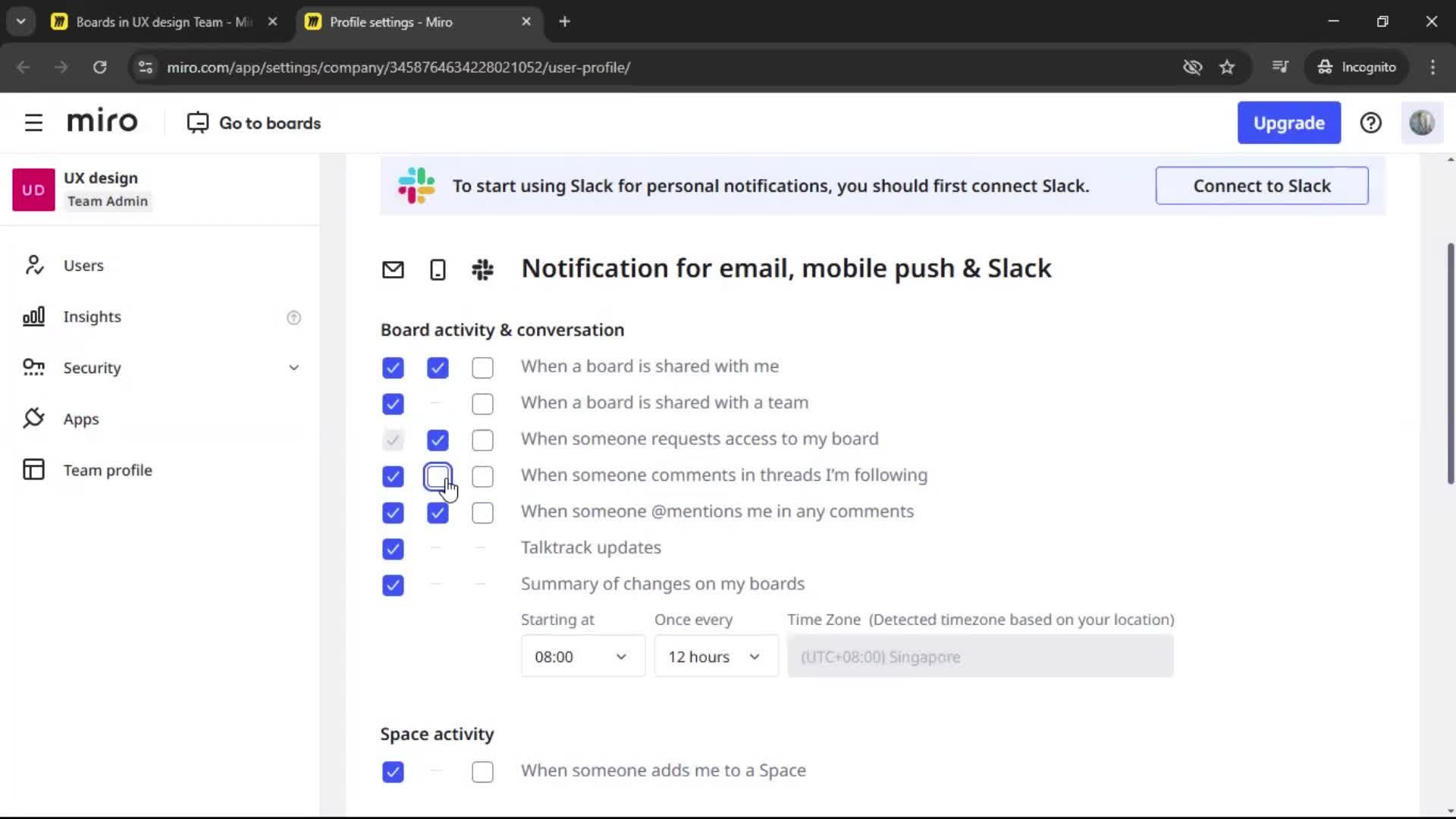 Notification settings screenshot