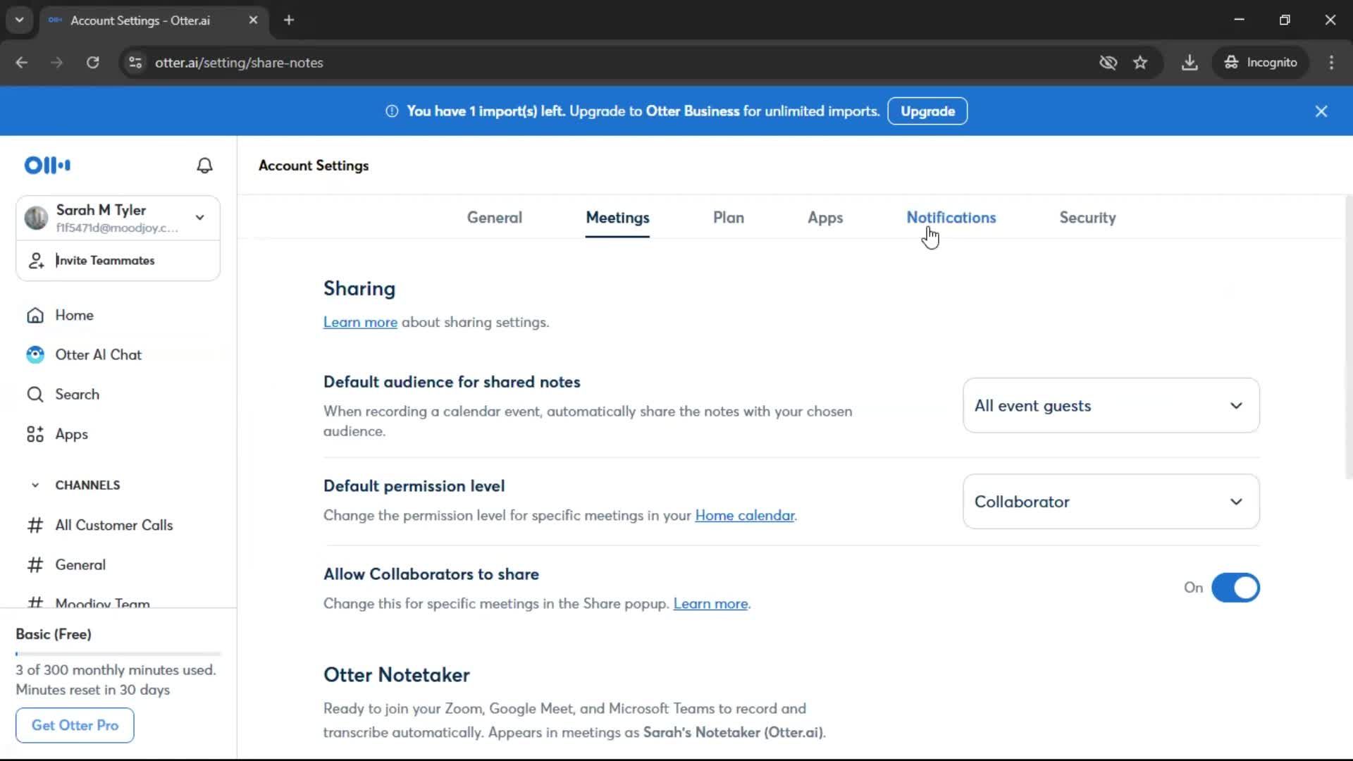 Notification settings screenshot