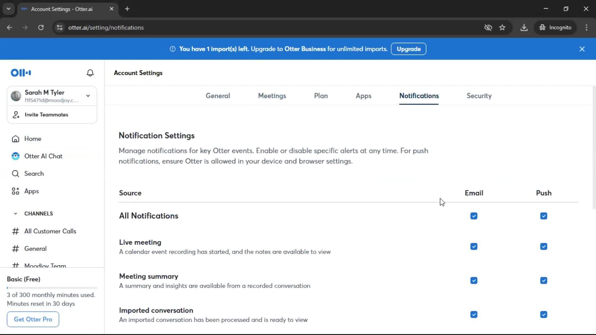 Notification settings screenshot