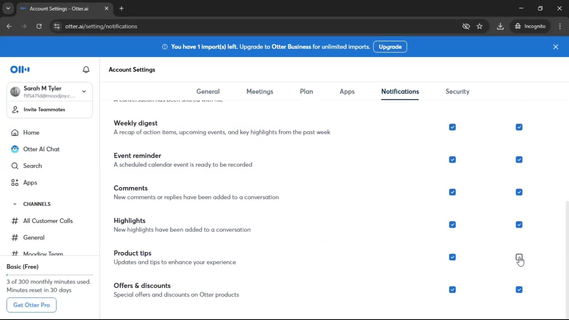 Notification settings screenshot
