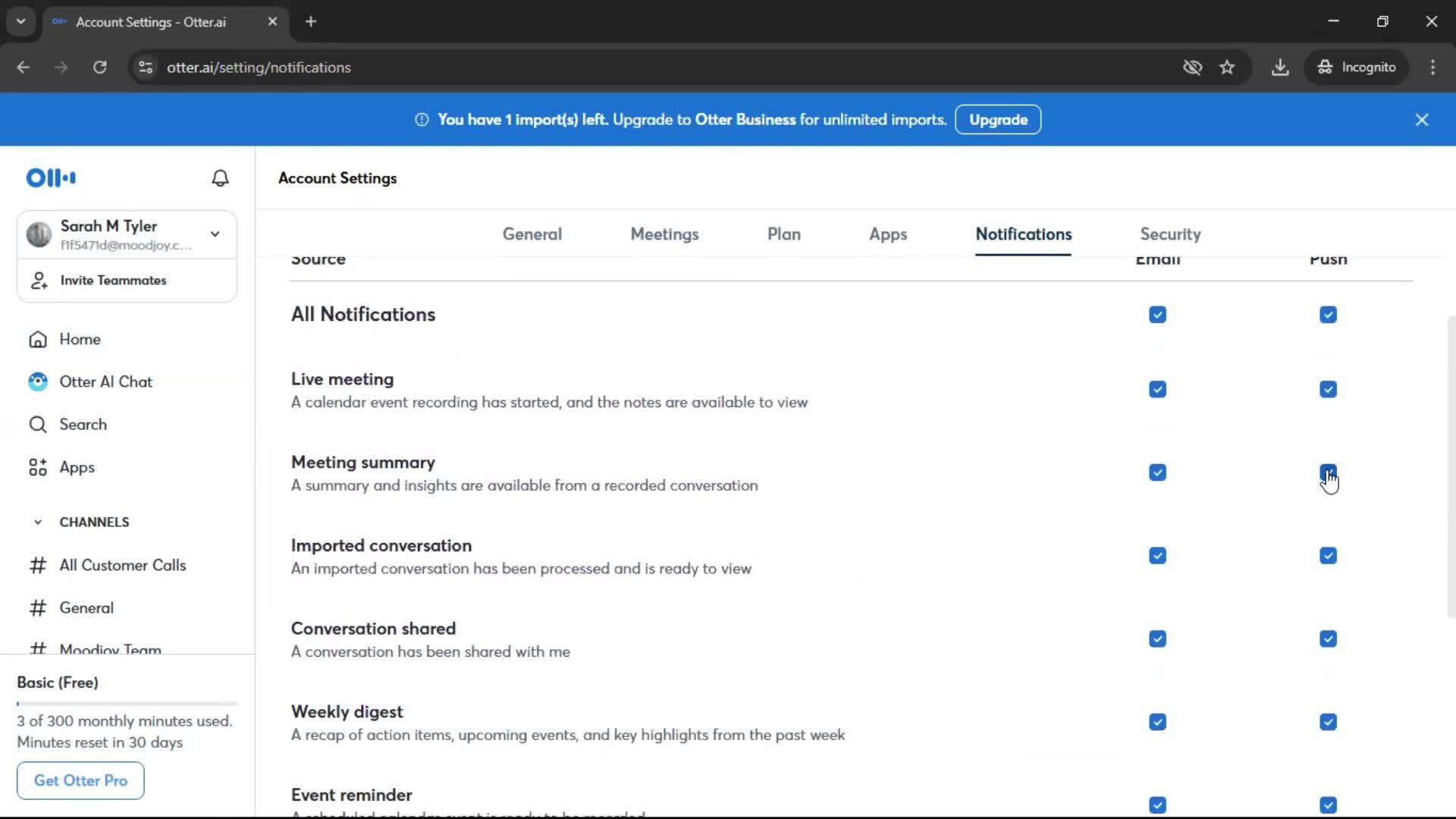 Notification settings screenshot