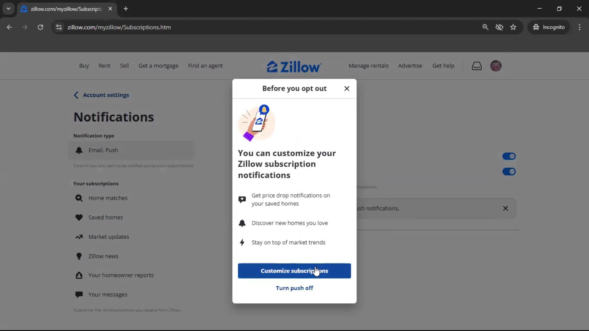 Notification settings screenshot