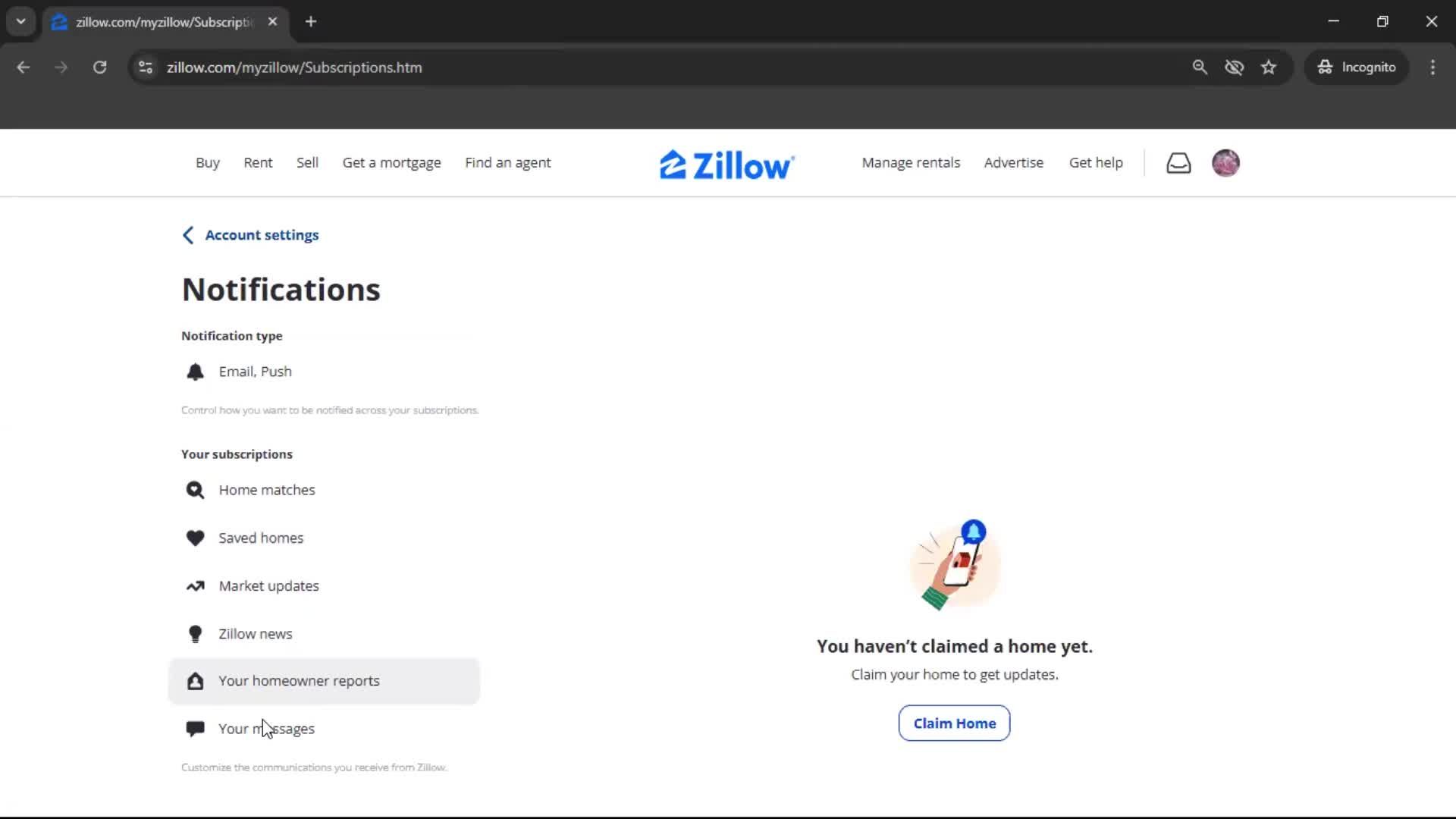 Notification settings screenshot