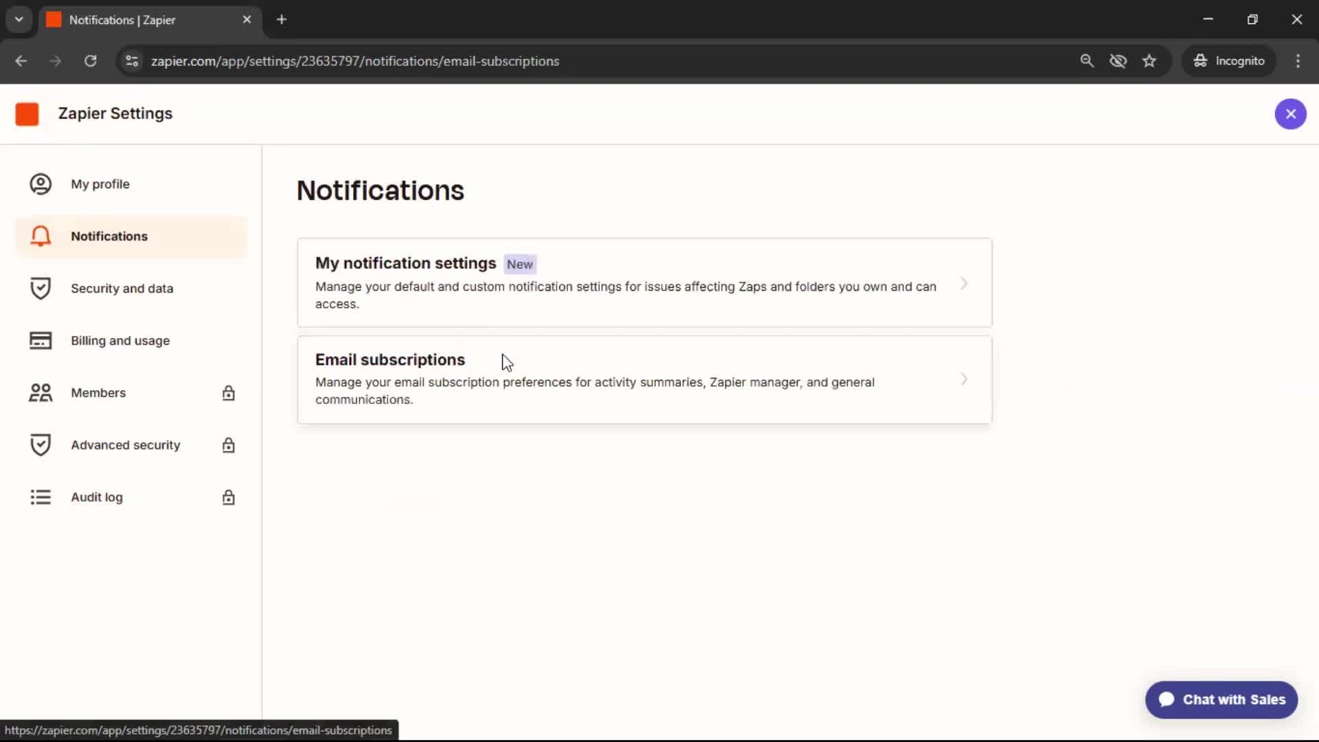 Notification settings screenshot