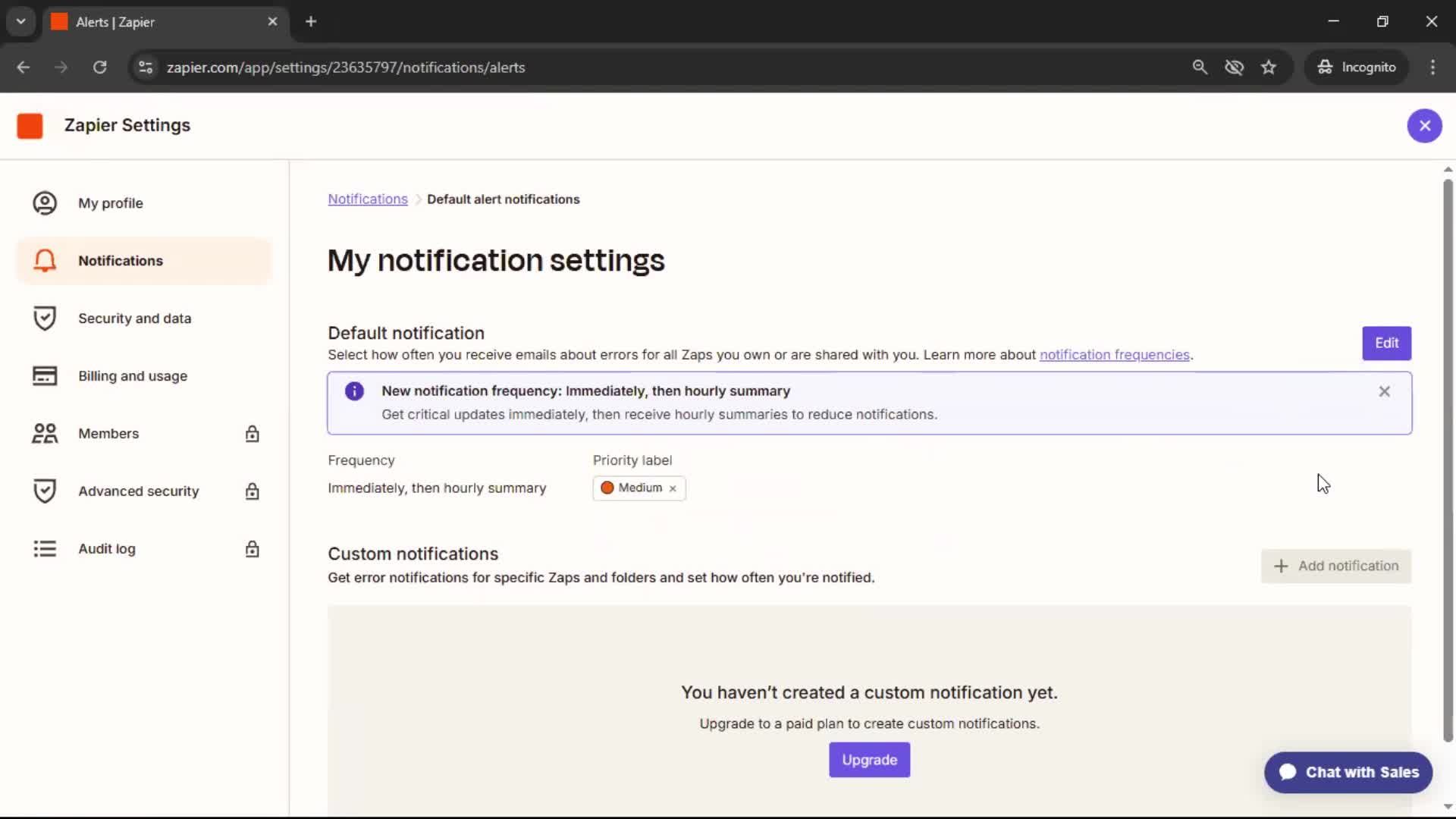 Notification settings screenshot