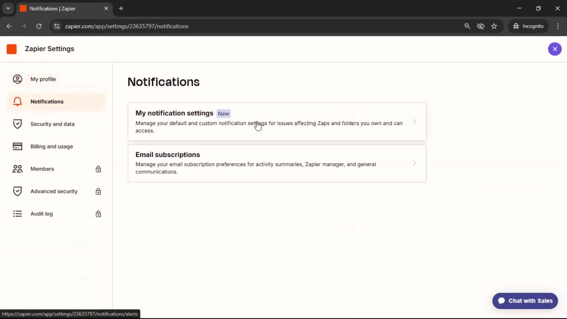 Notification settings screenshot