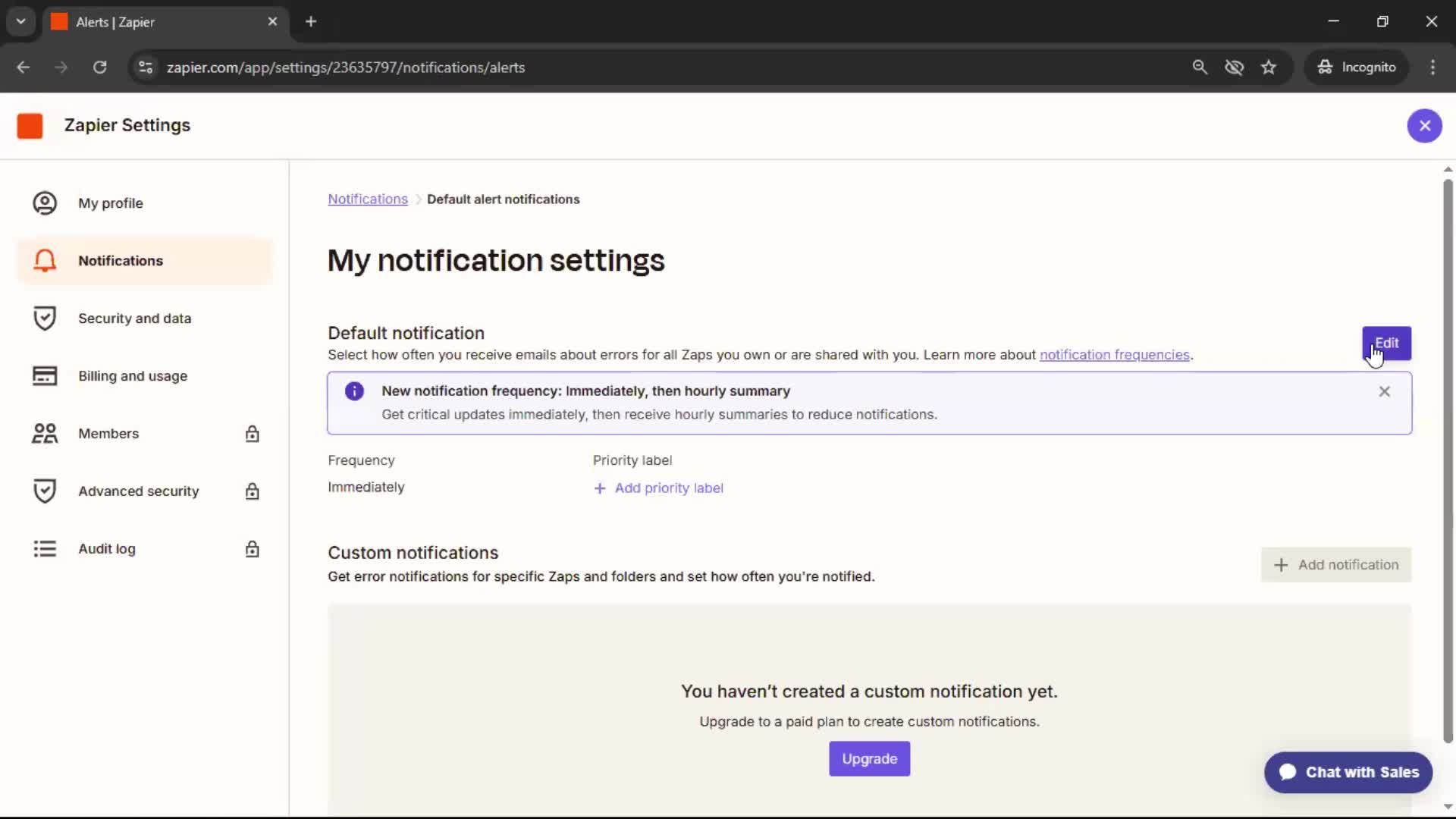 Notification settings screenshot