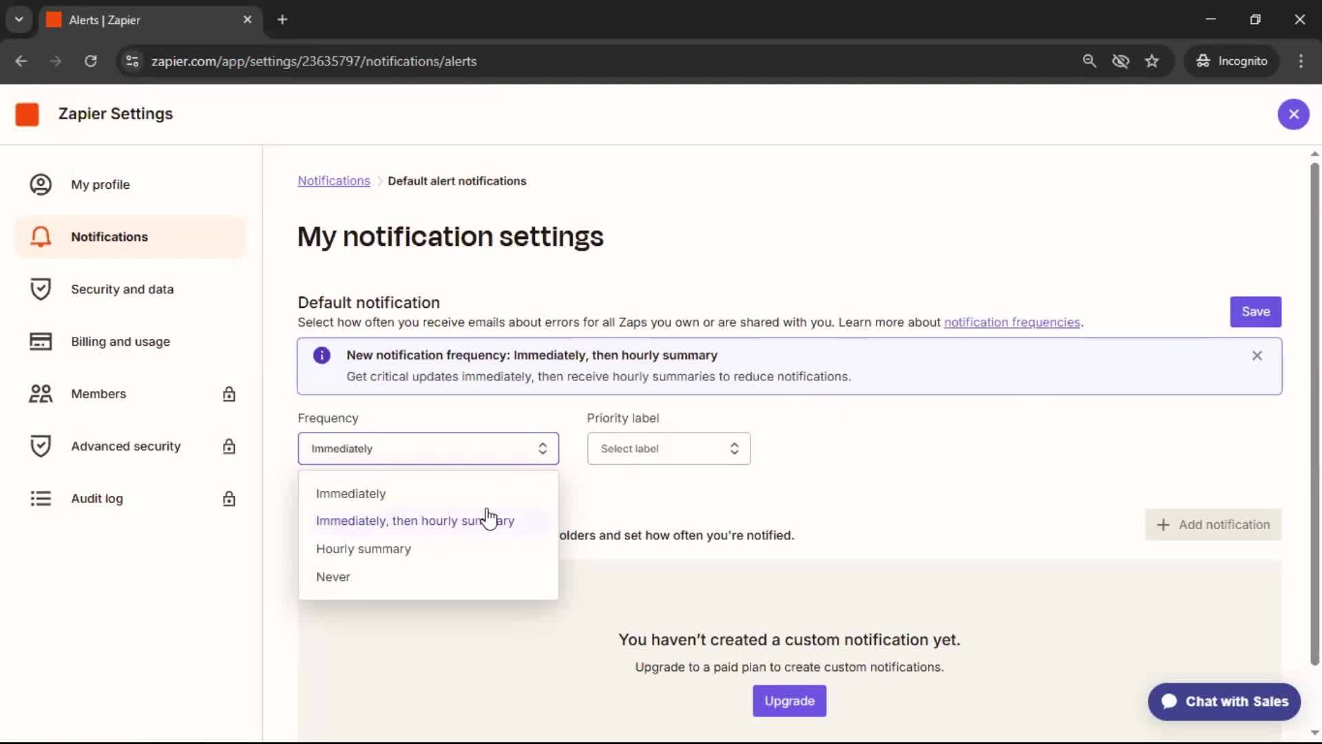 Notification settings screenshot