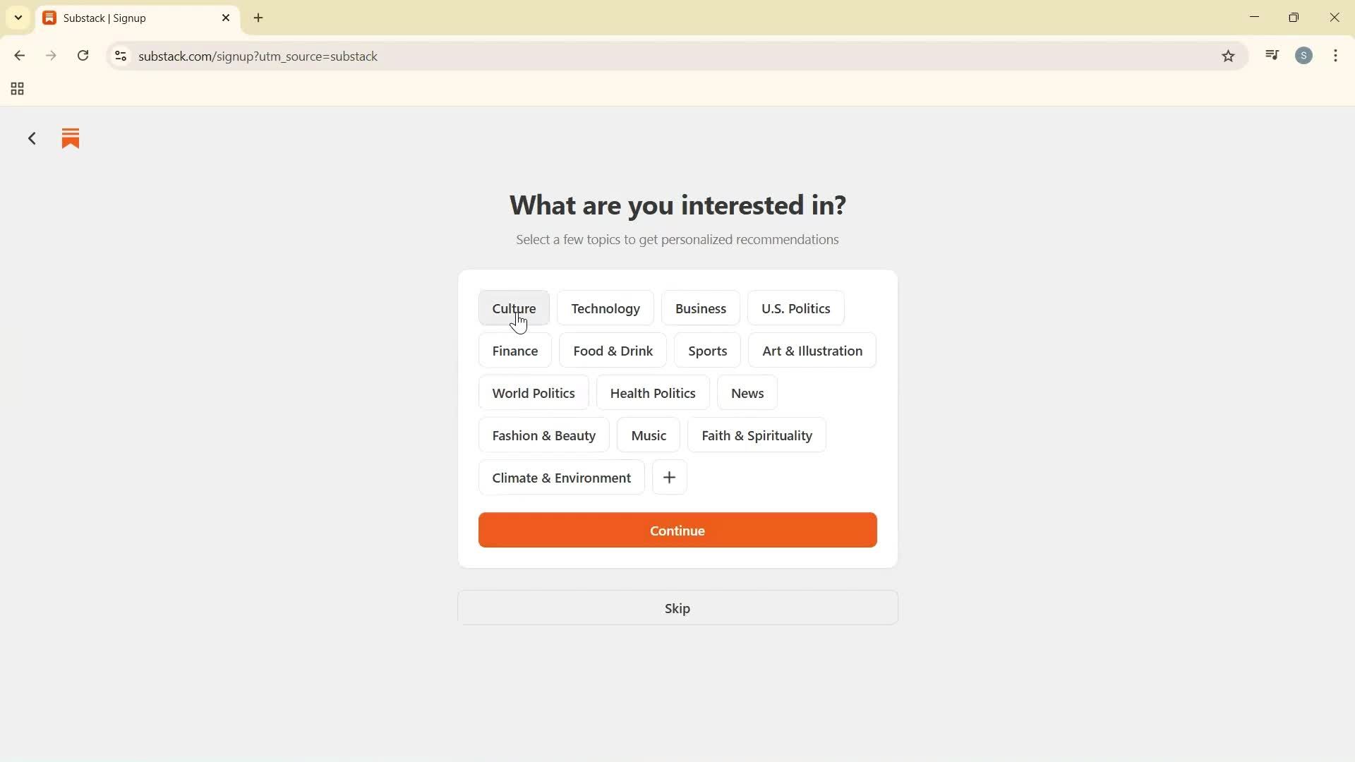Onboarding screenshot
