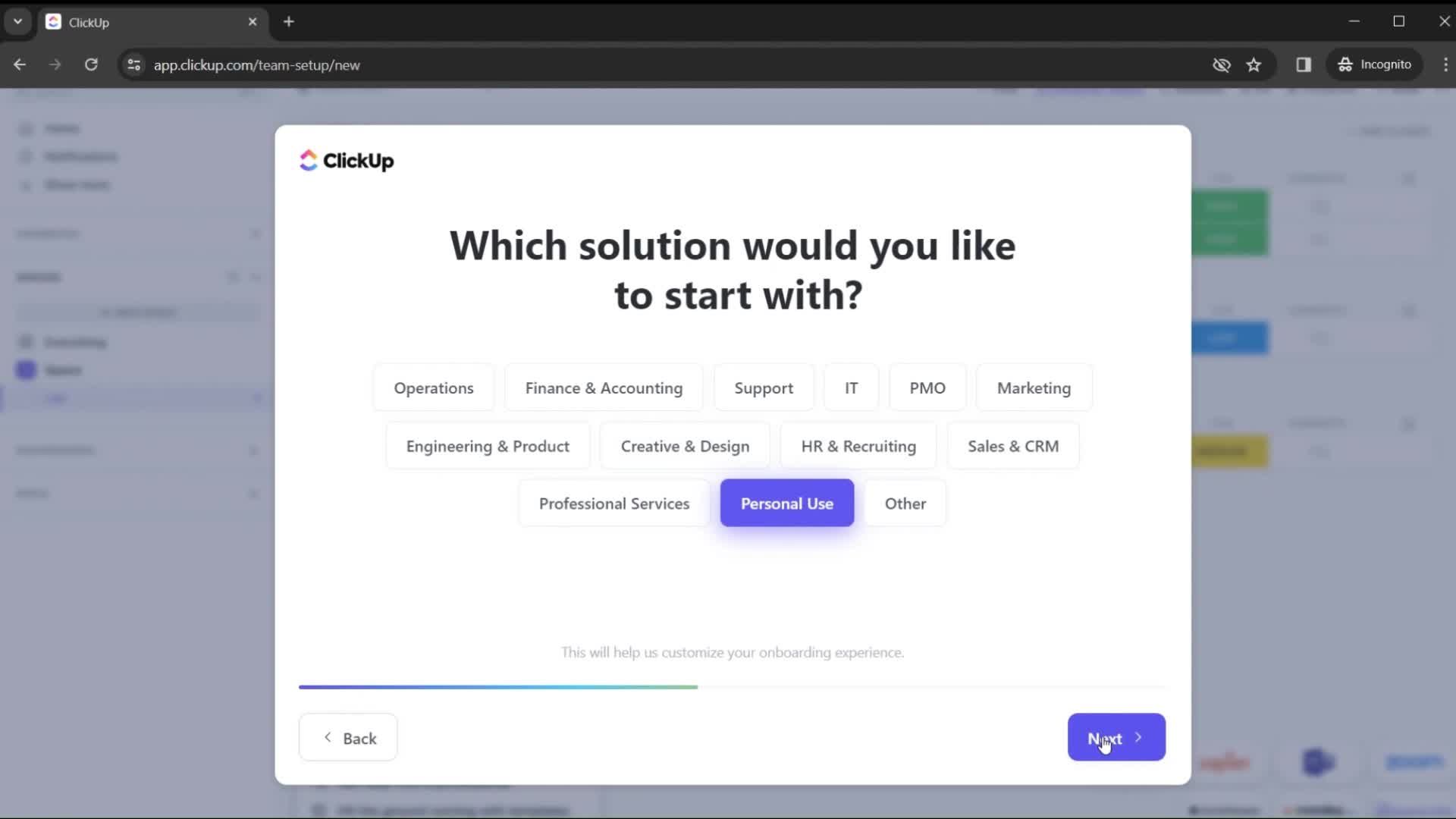 Onboarding screenshot