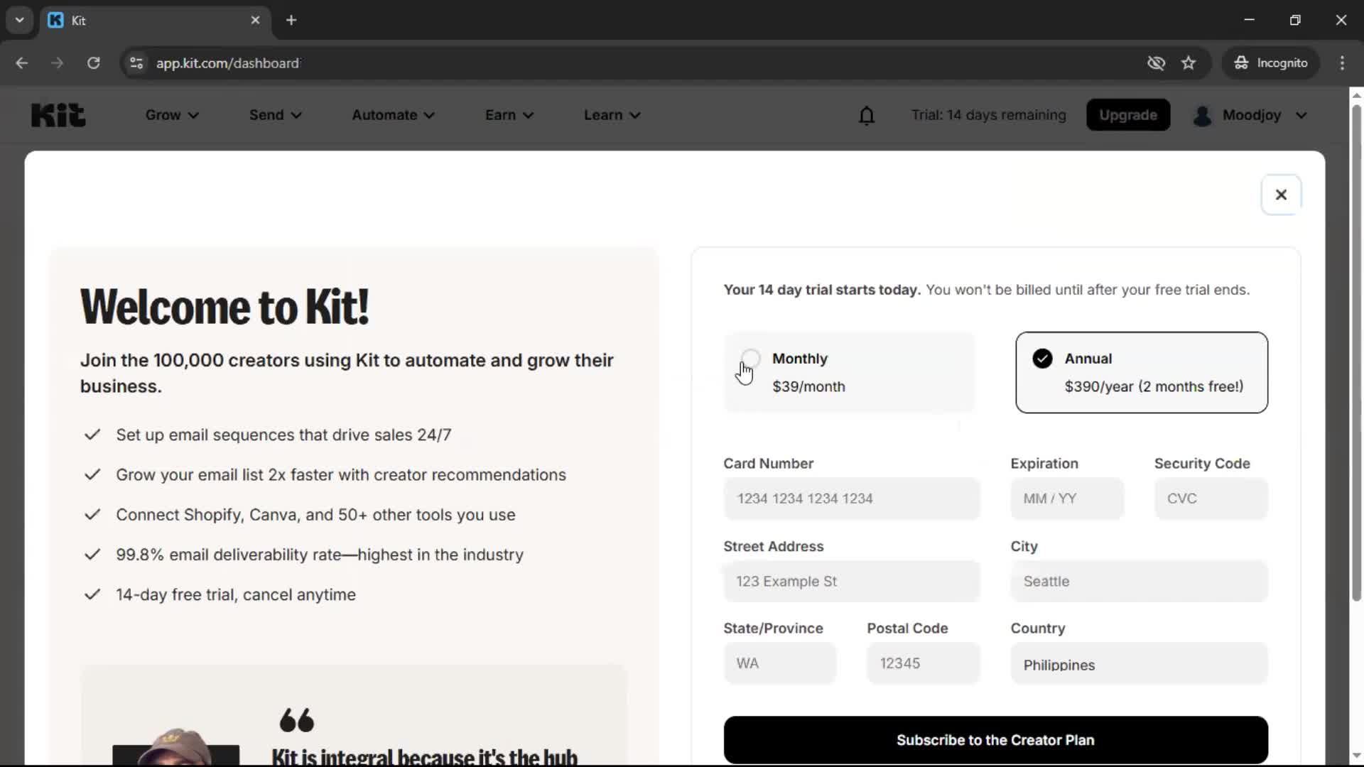 Onboarding screenshot
