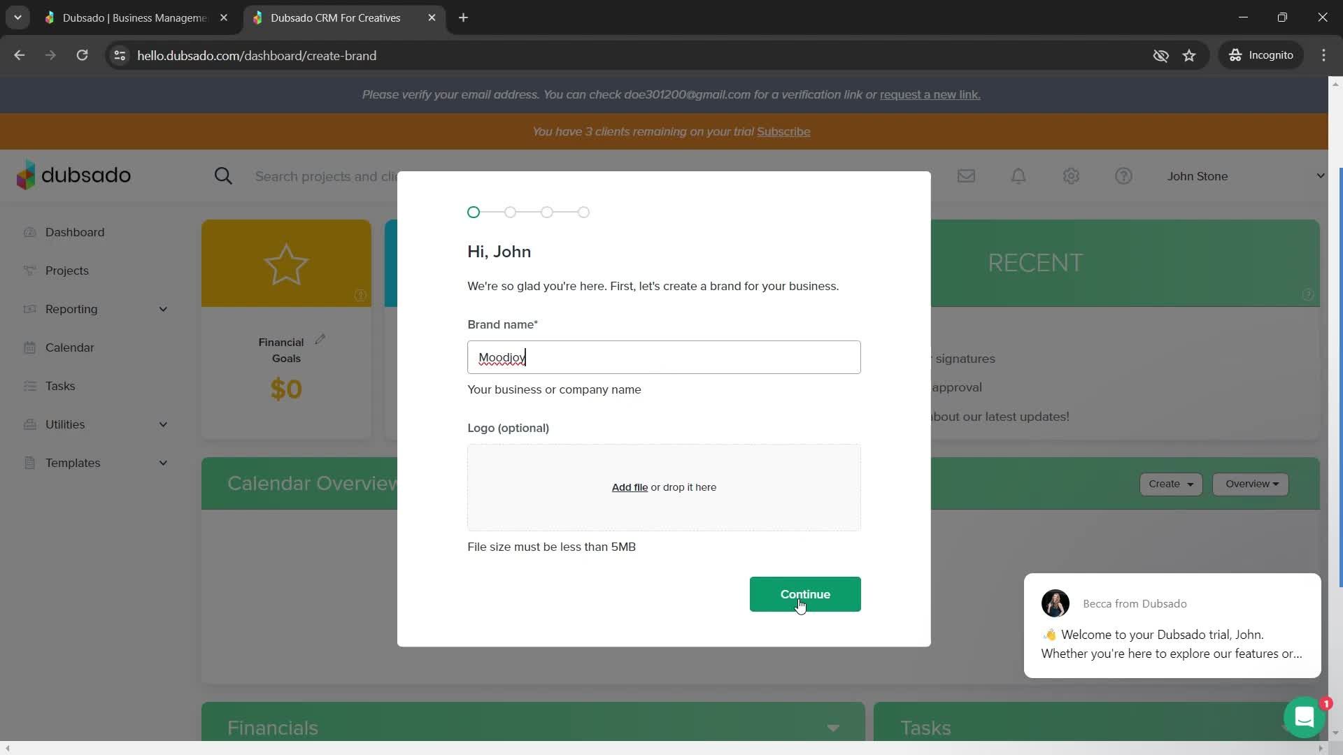 Onboarding screenshot