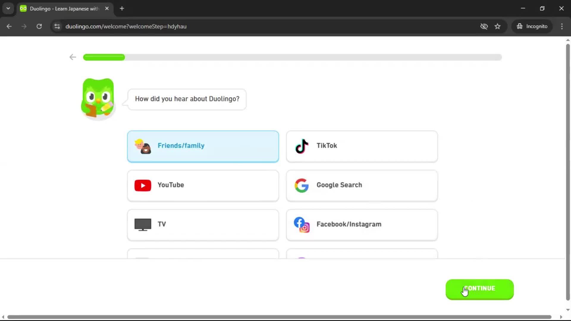 Onboarding screenshot