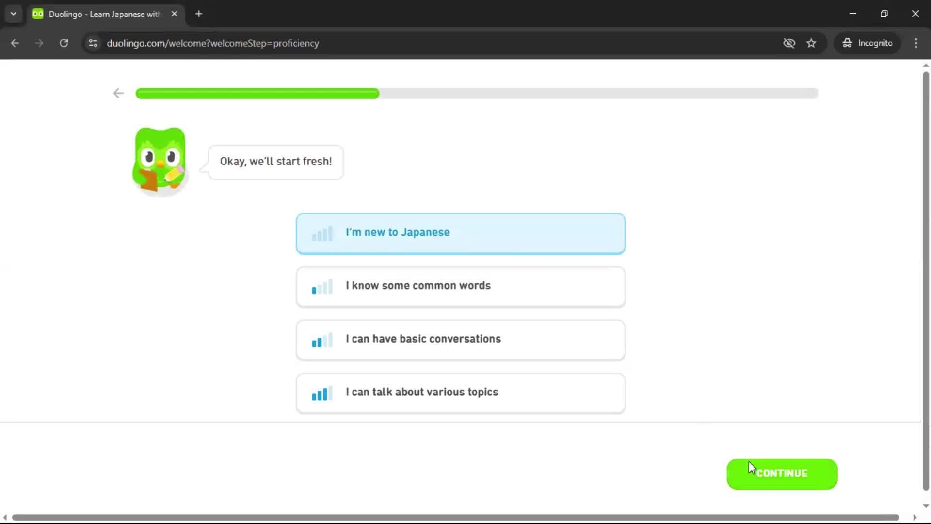 Onboarding screenshot