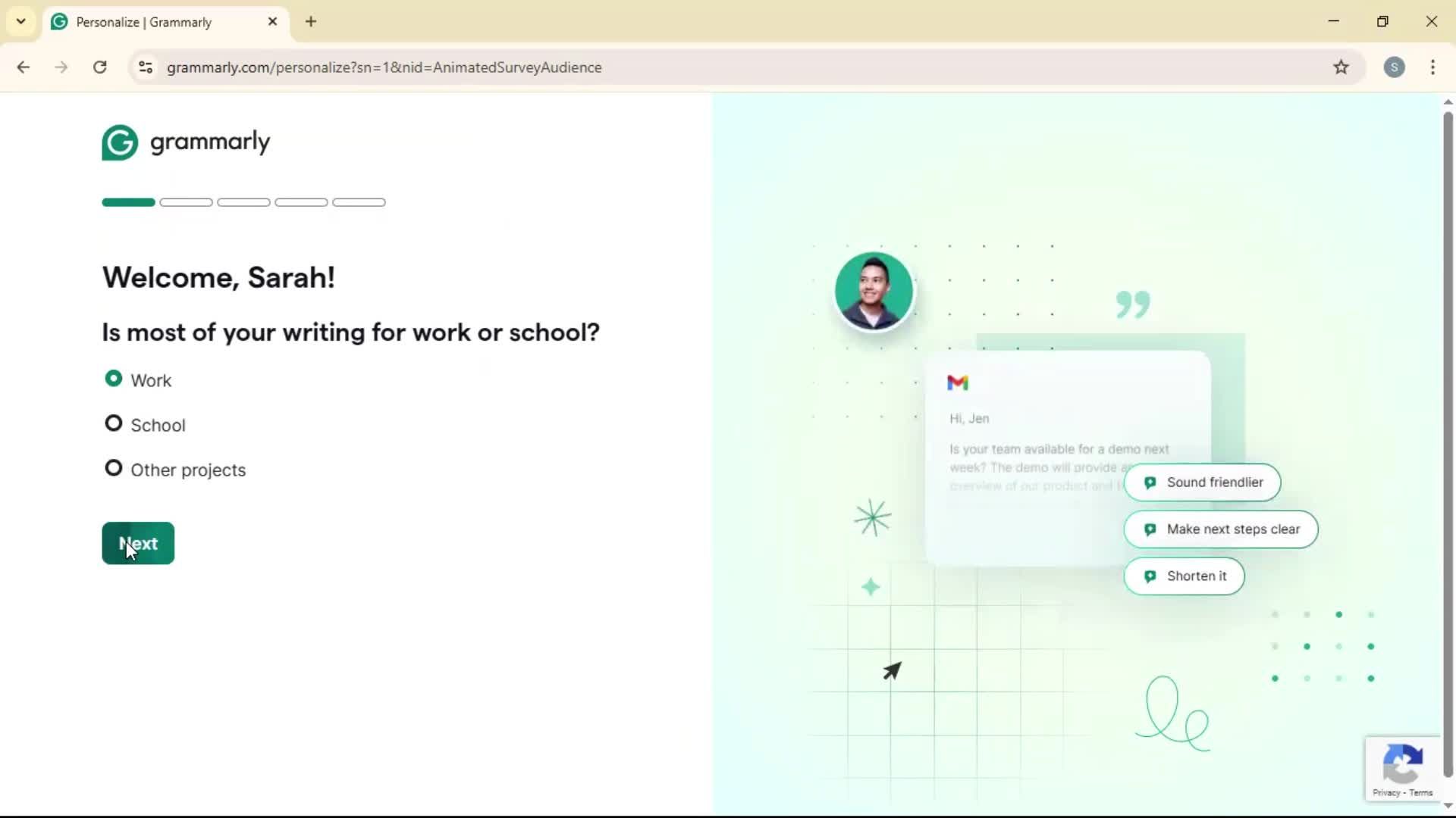 Onboarding screenshot