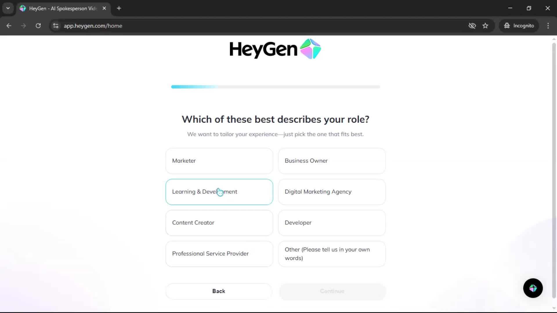 Onboarding screenshot