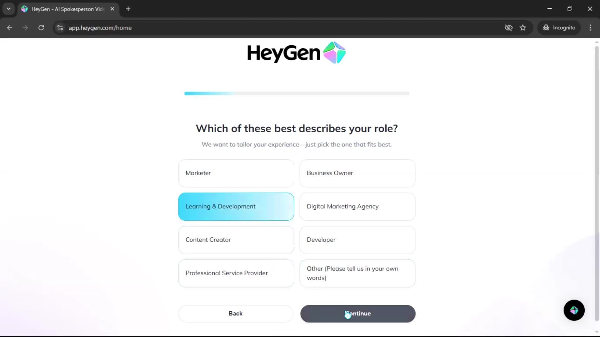 Onboarding screenshot