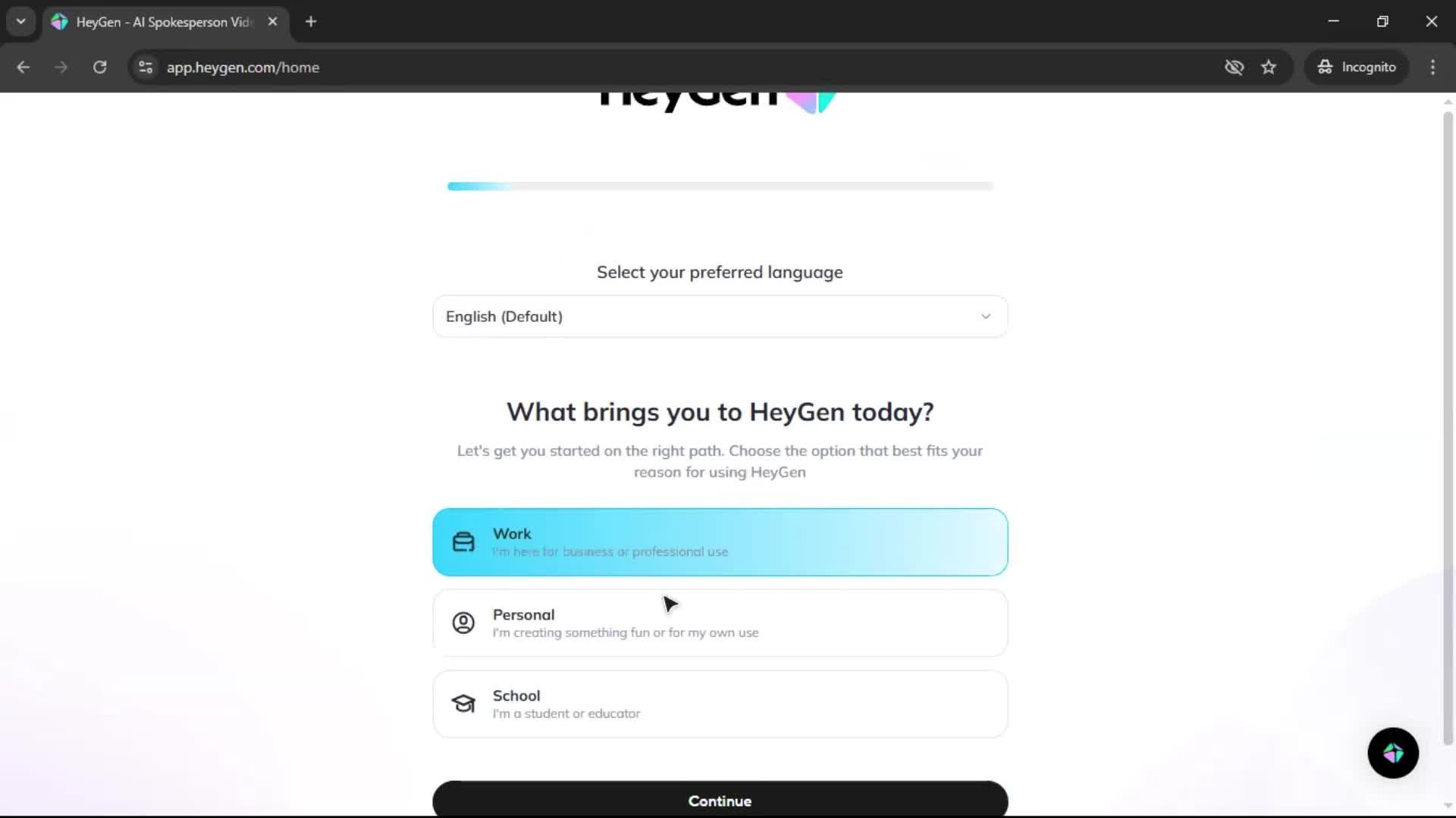 Onboarding screenshot