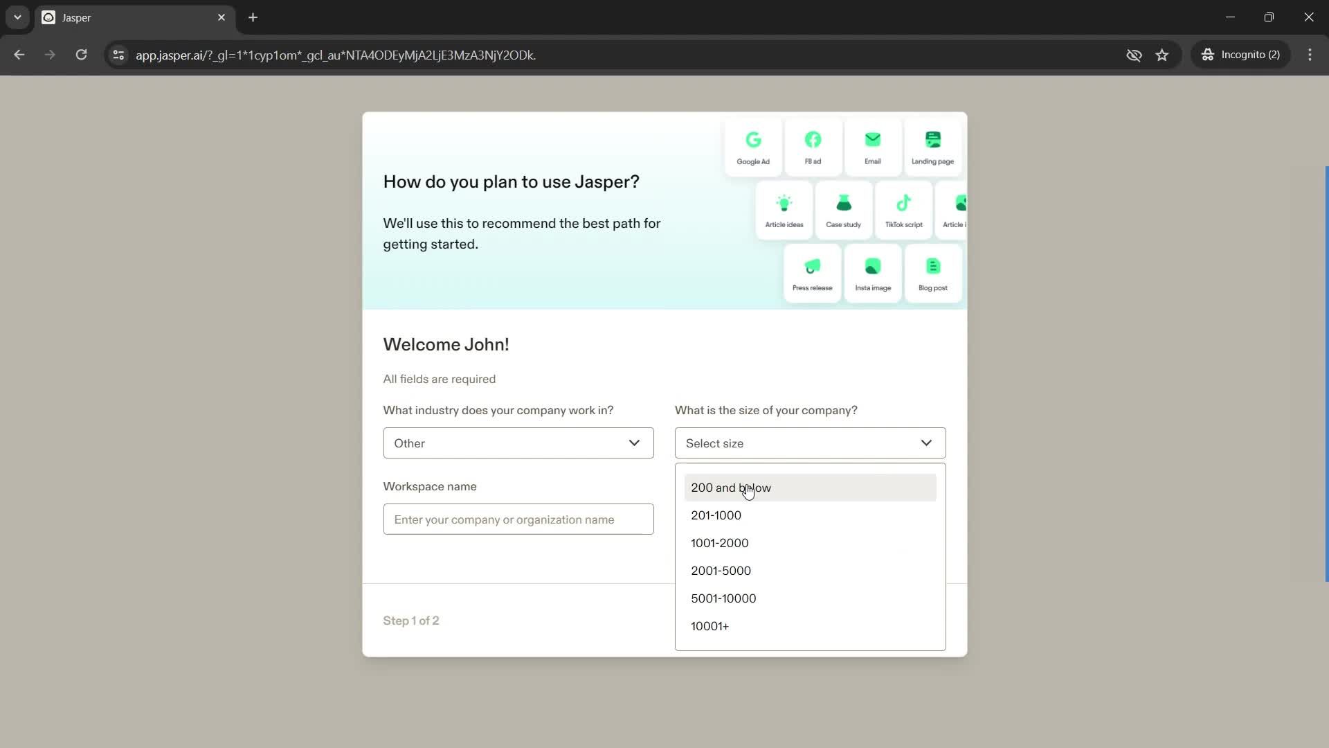 Onboarding screenshot