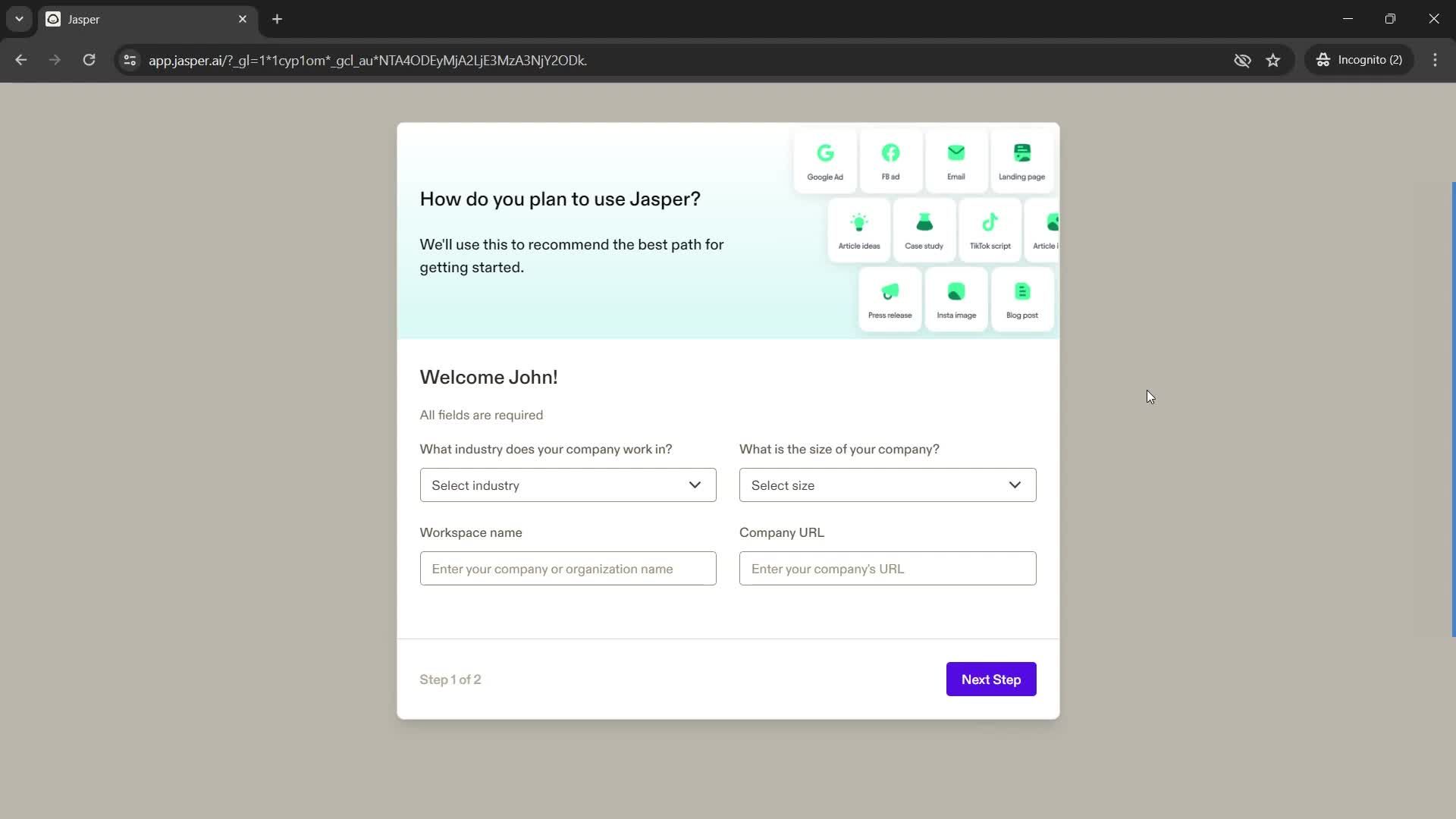 Onboarding screenshot