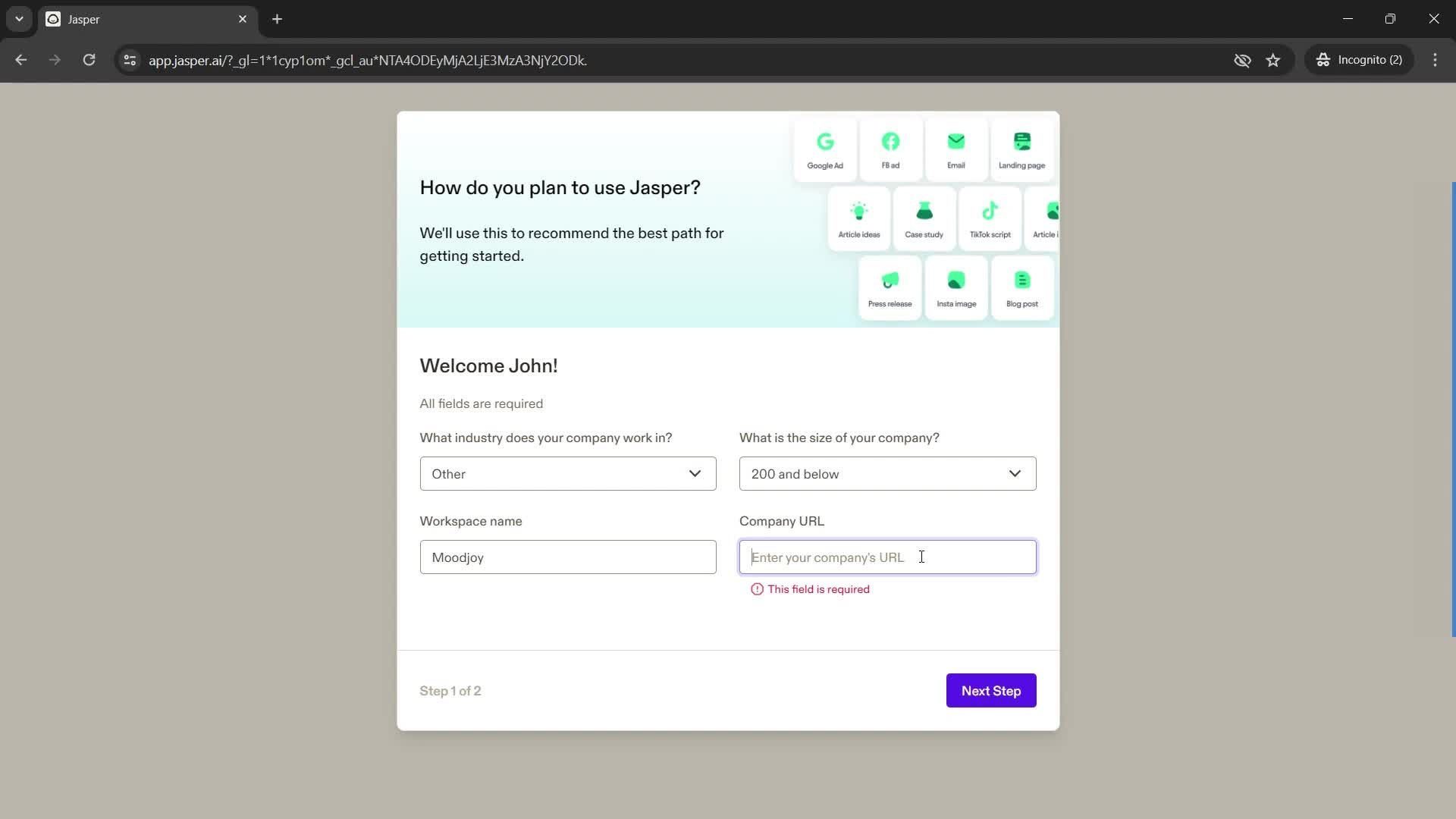 Onboarding screenshot