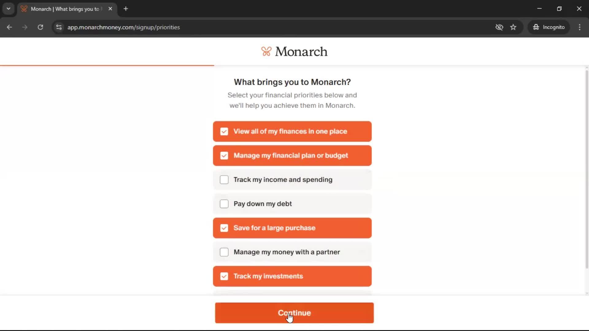 Onboarding screenshot