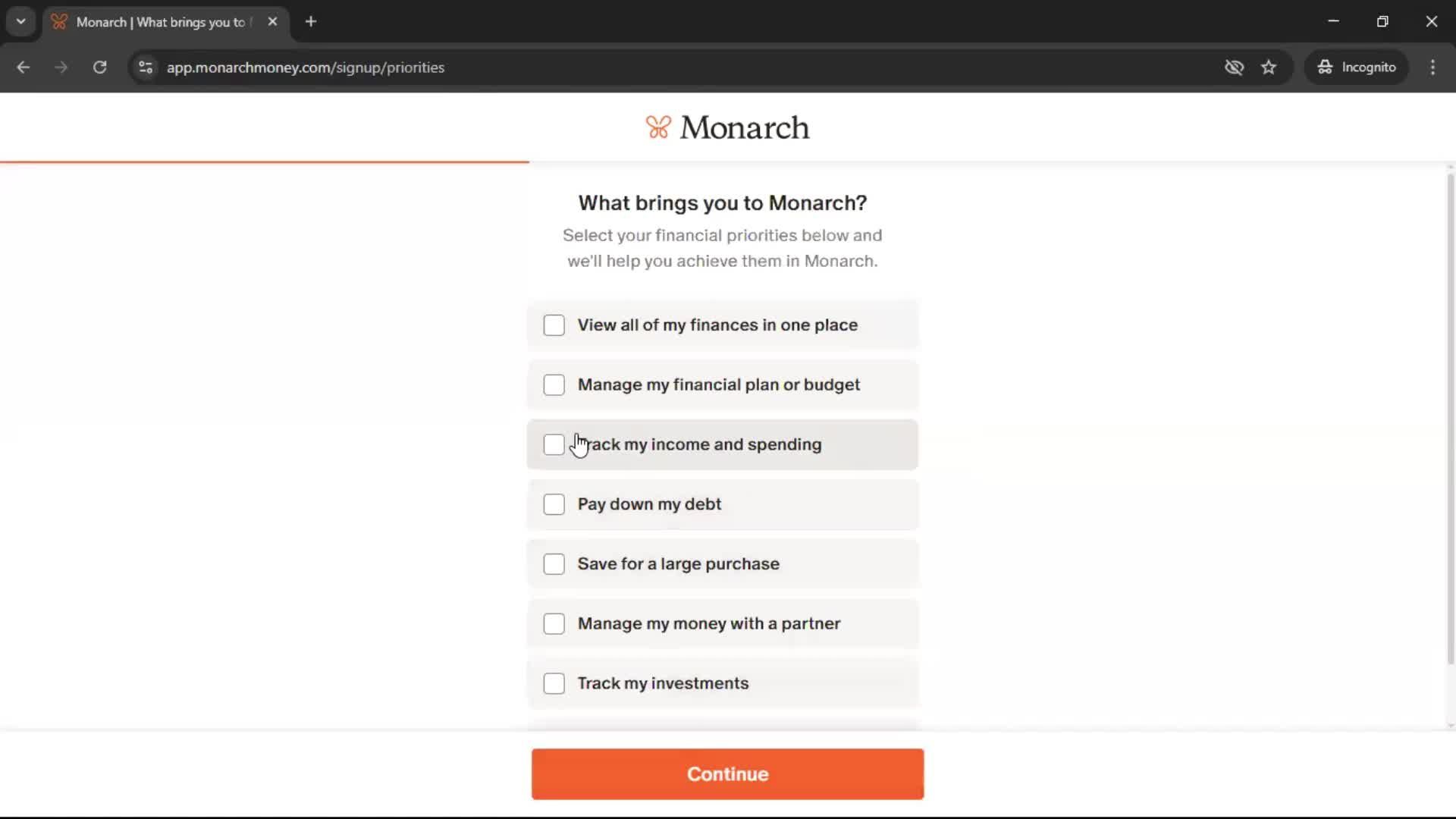 Onboarding screenshot