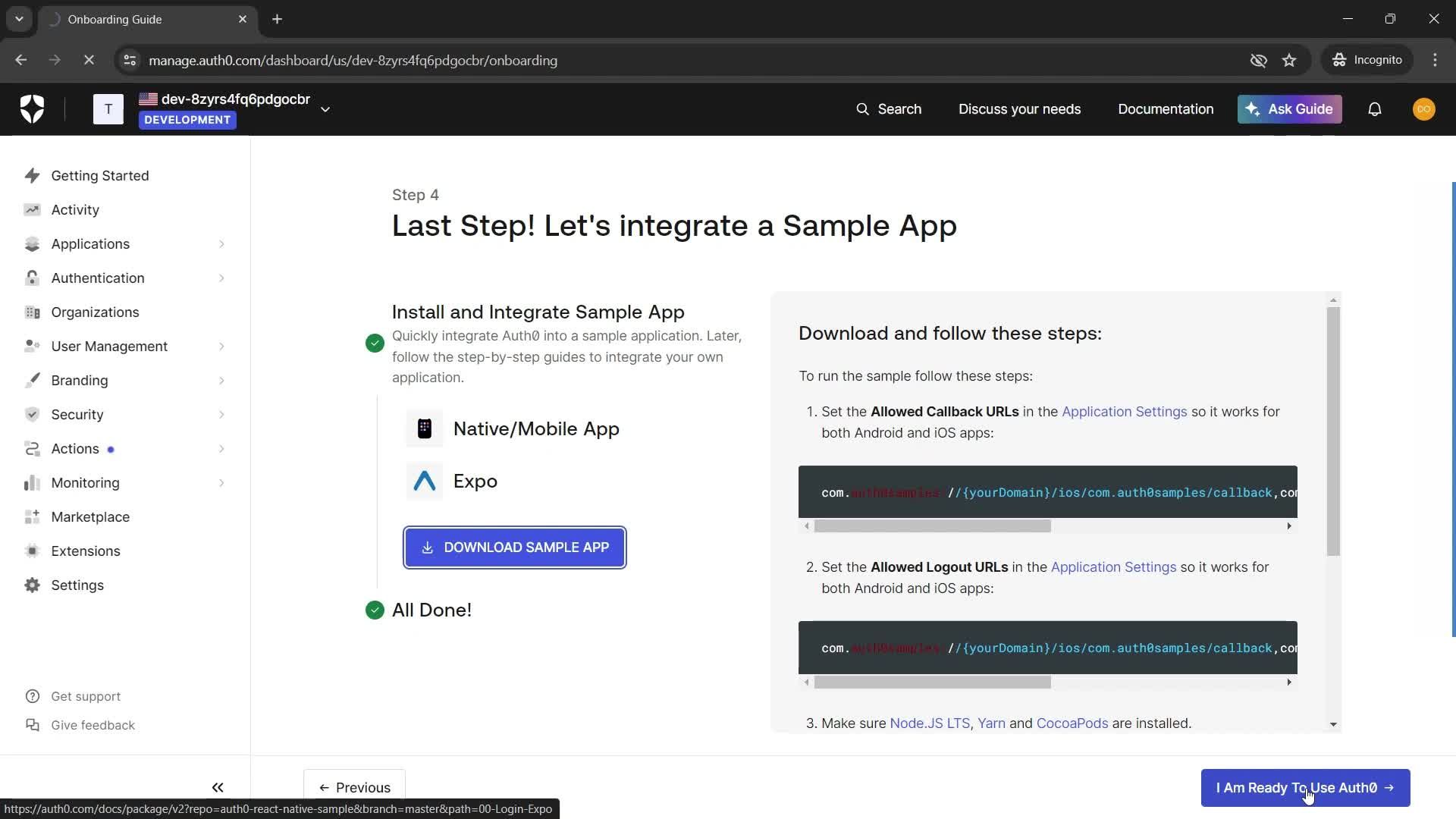 Onboarding screenshot