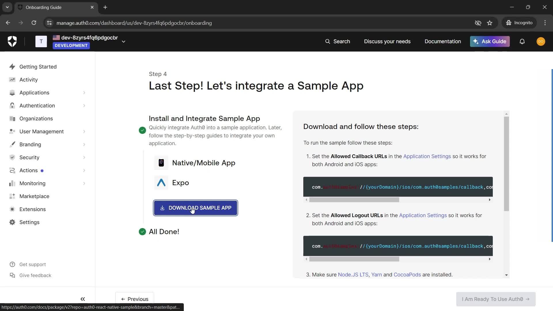 Onboarding screenshot