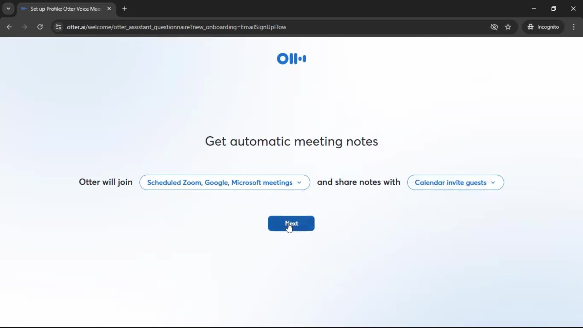 Onboarding screenshot