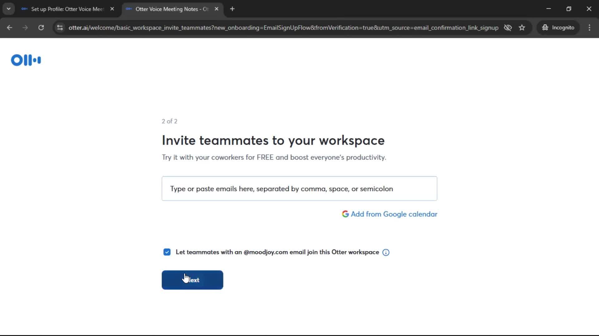 Onboarding screenshot