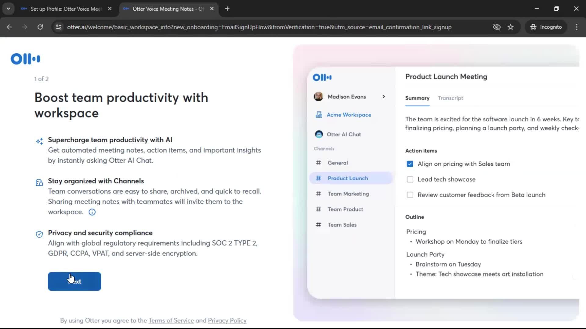 Onboarding screenshot