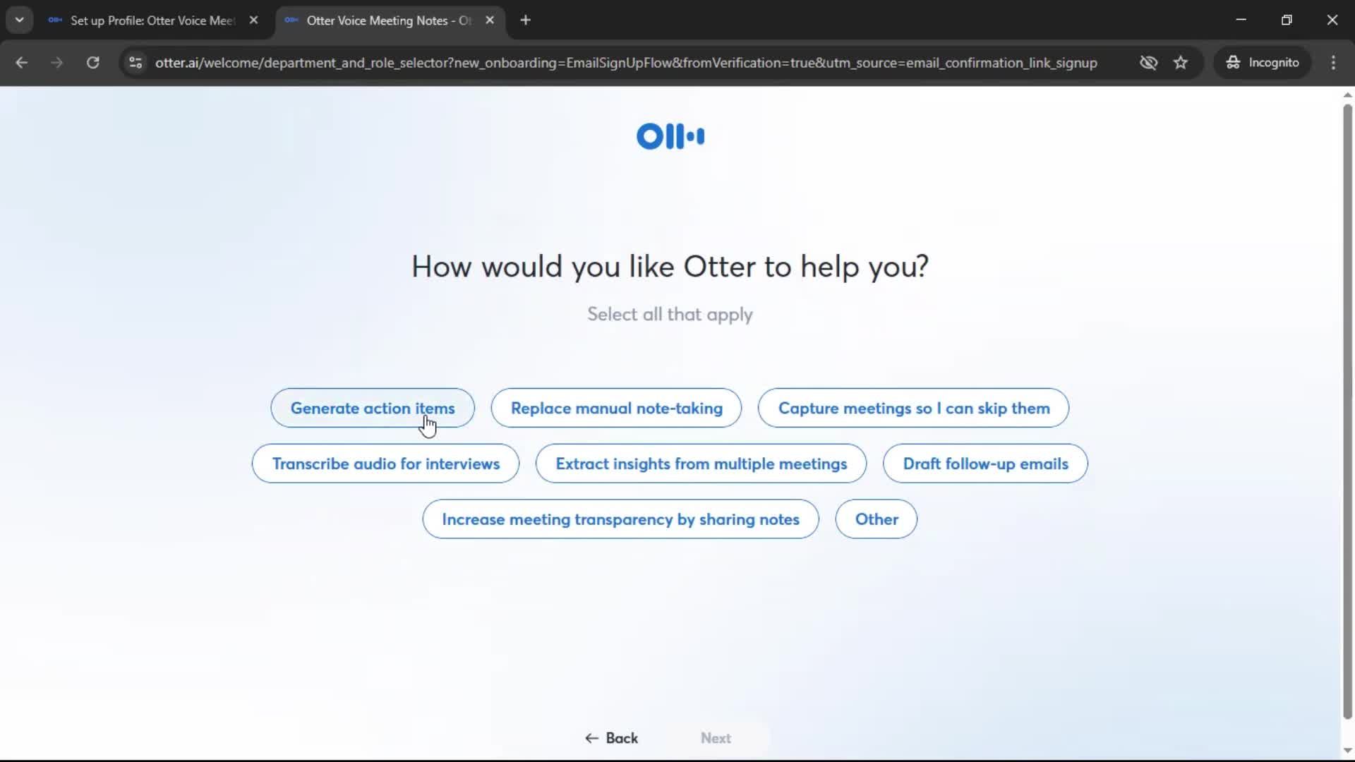 Onboarding screenshot