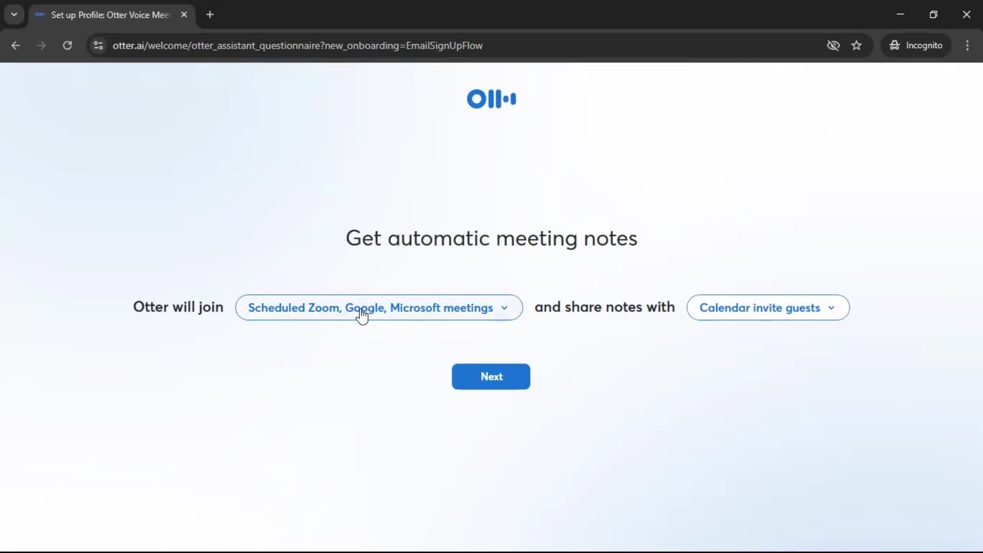 Onboarding screenshot