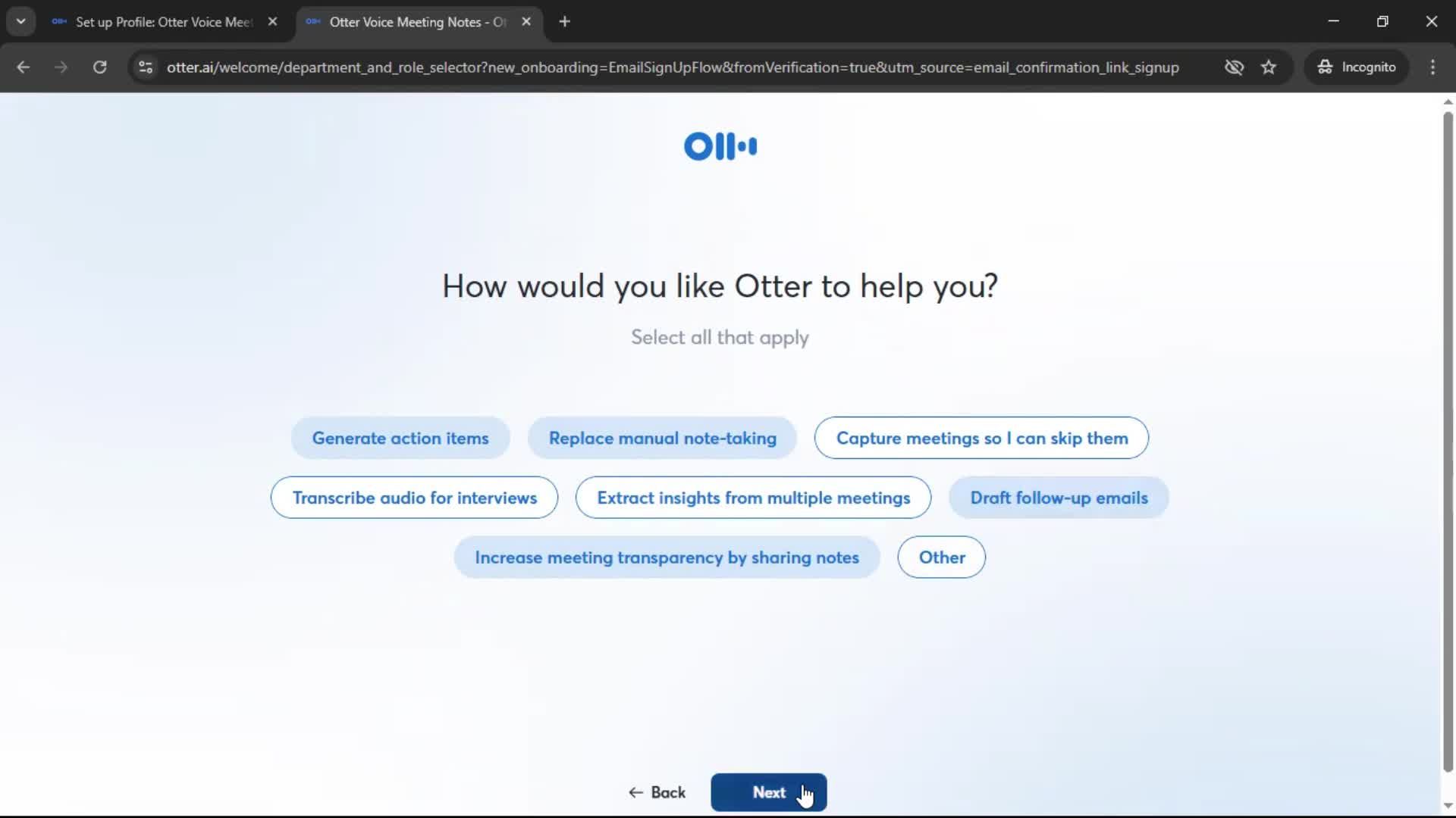 Onboarding screenshot
