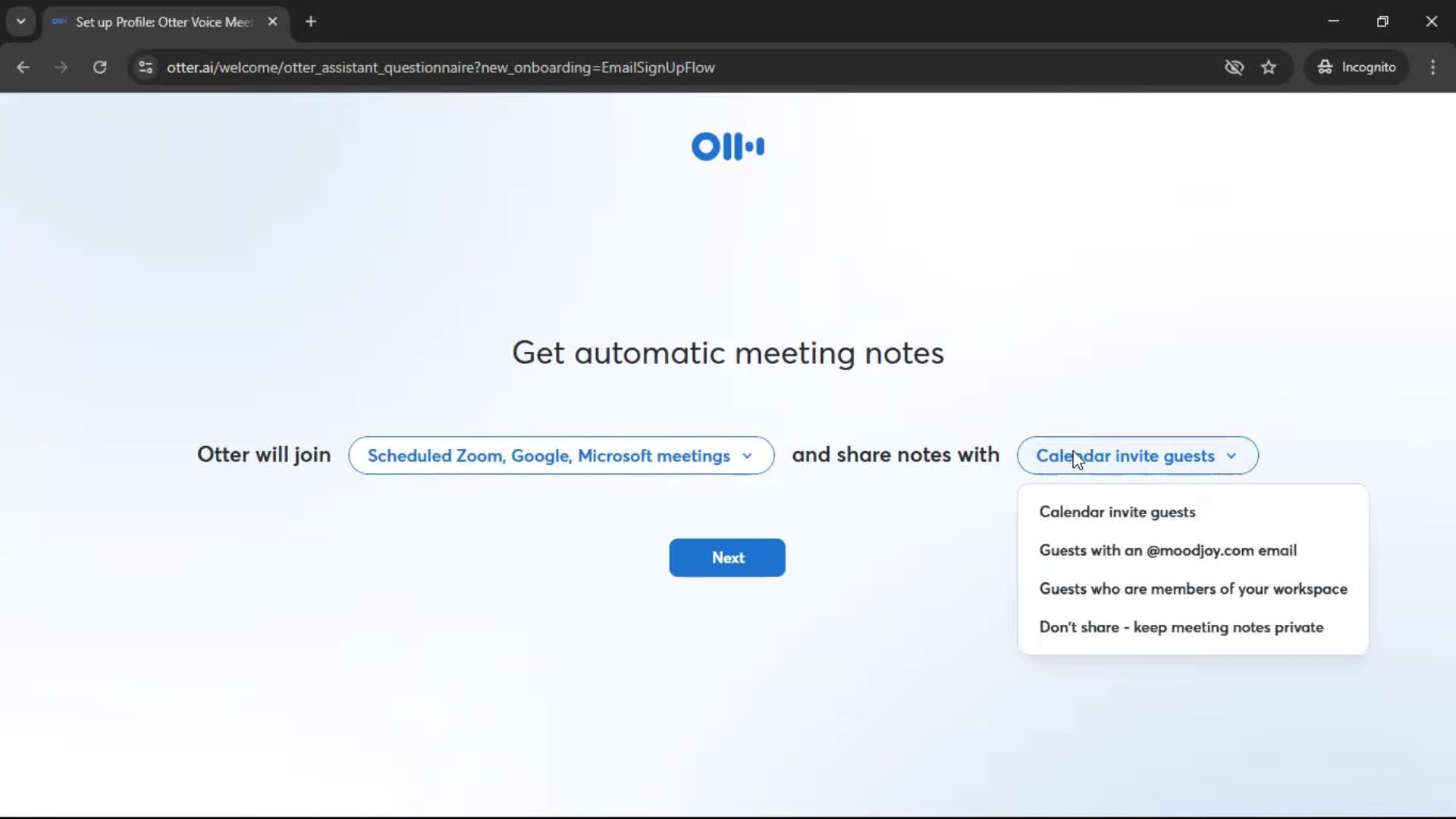 Onboarding screenshot