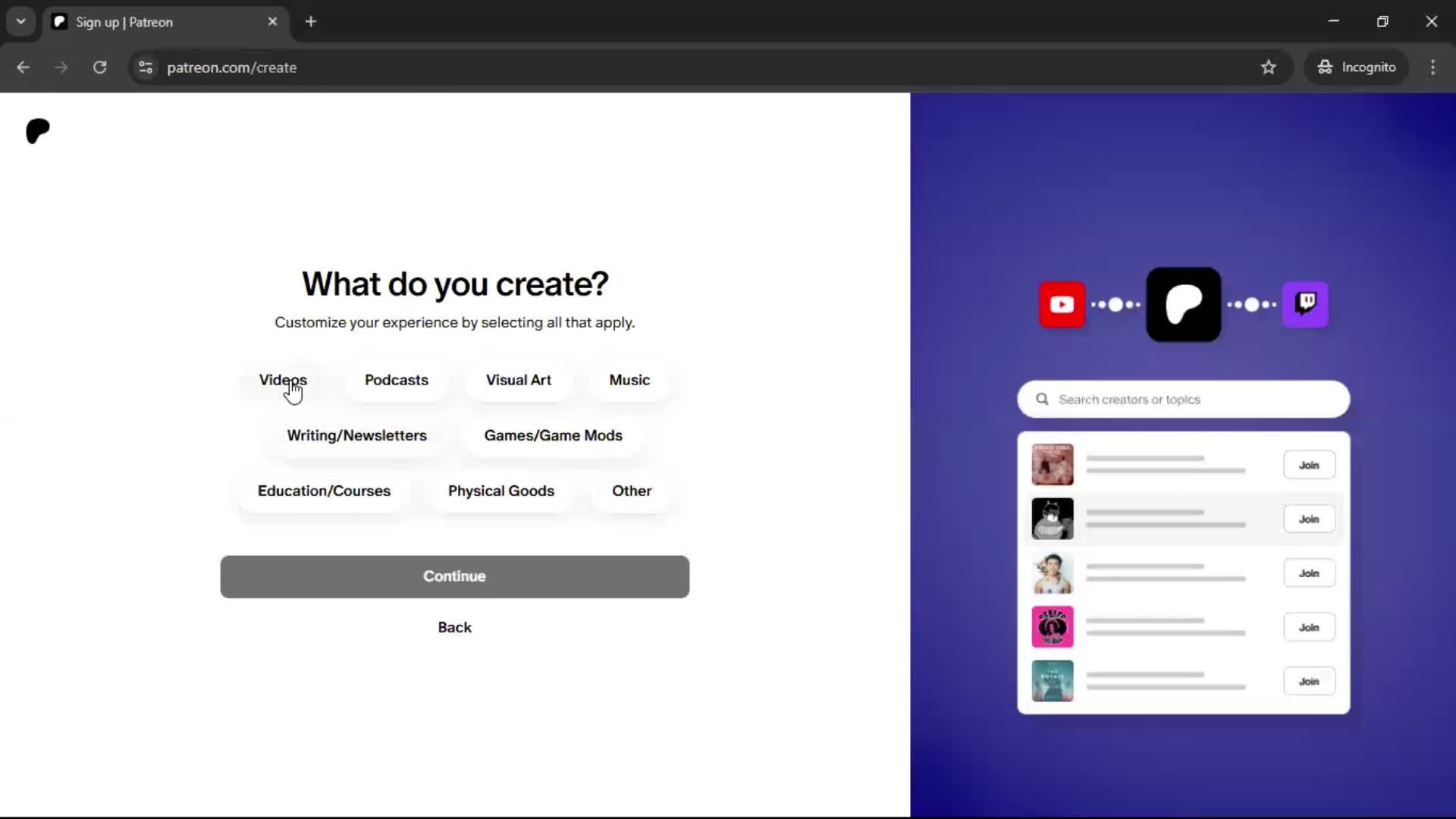 Onboarding screenshot