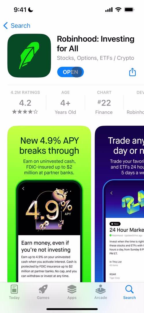Robinhood app store listing screenshot