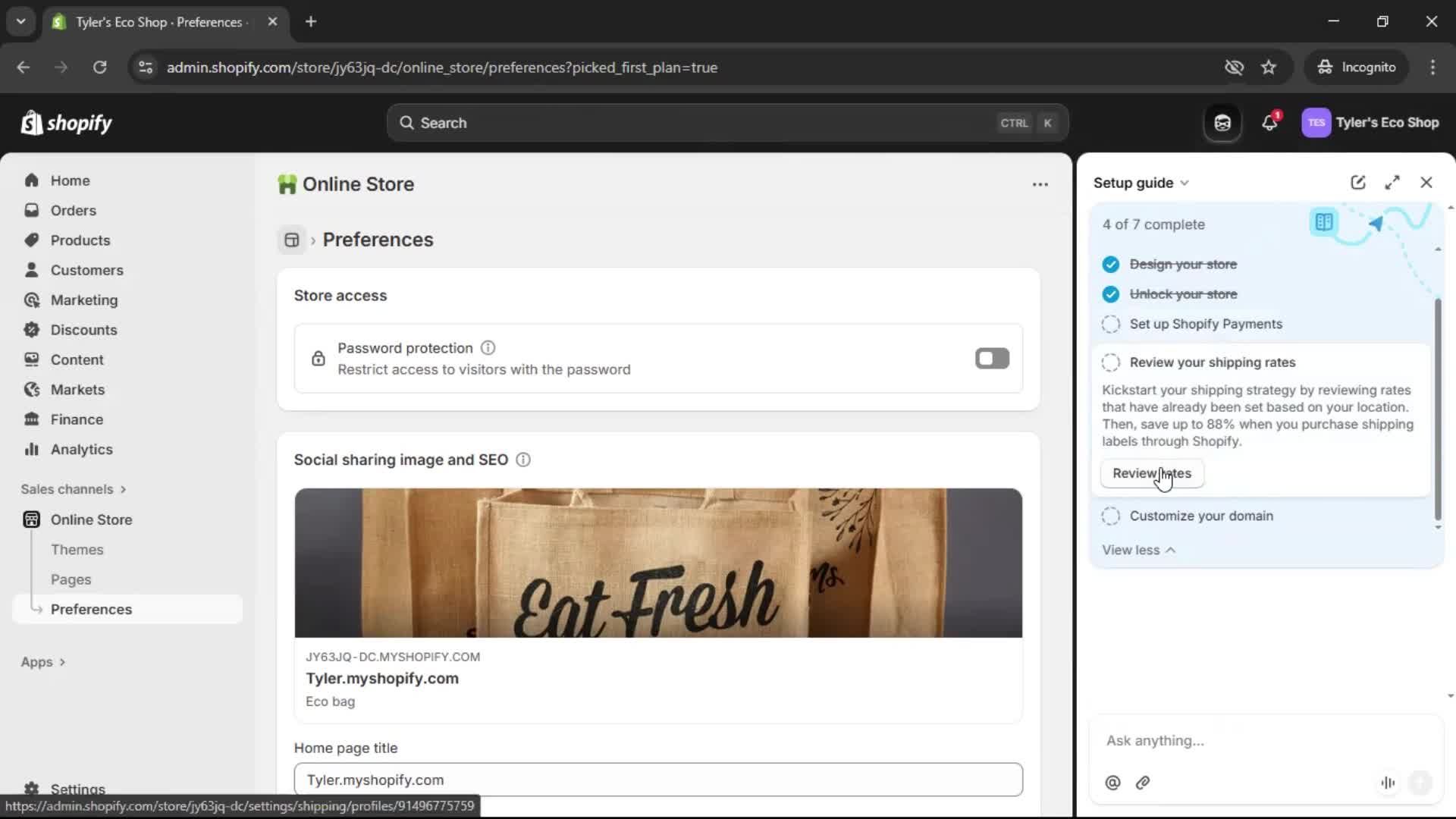 Shopify screenshot