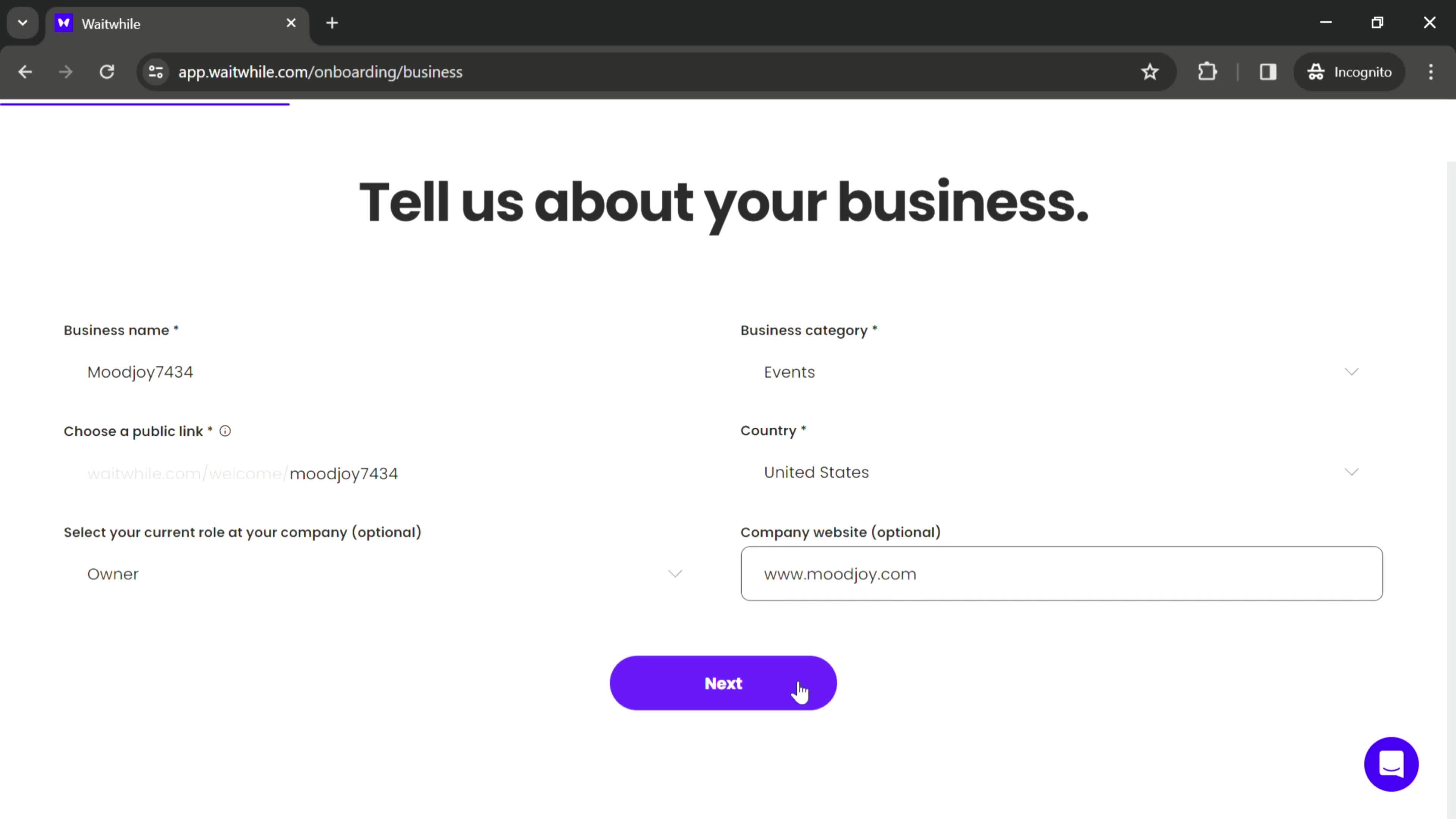 Onboarding screenshot