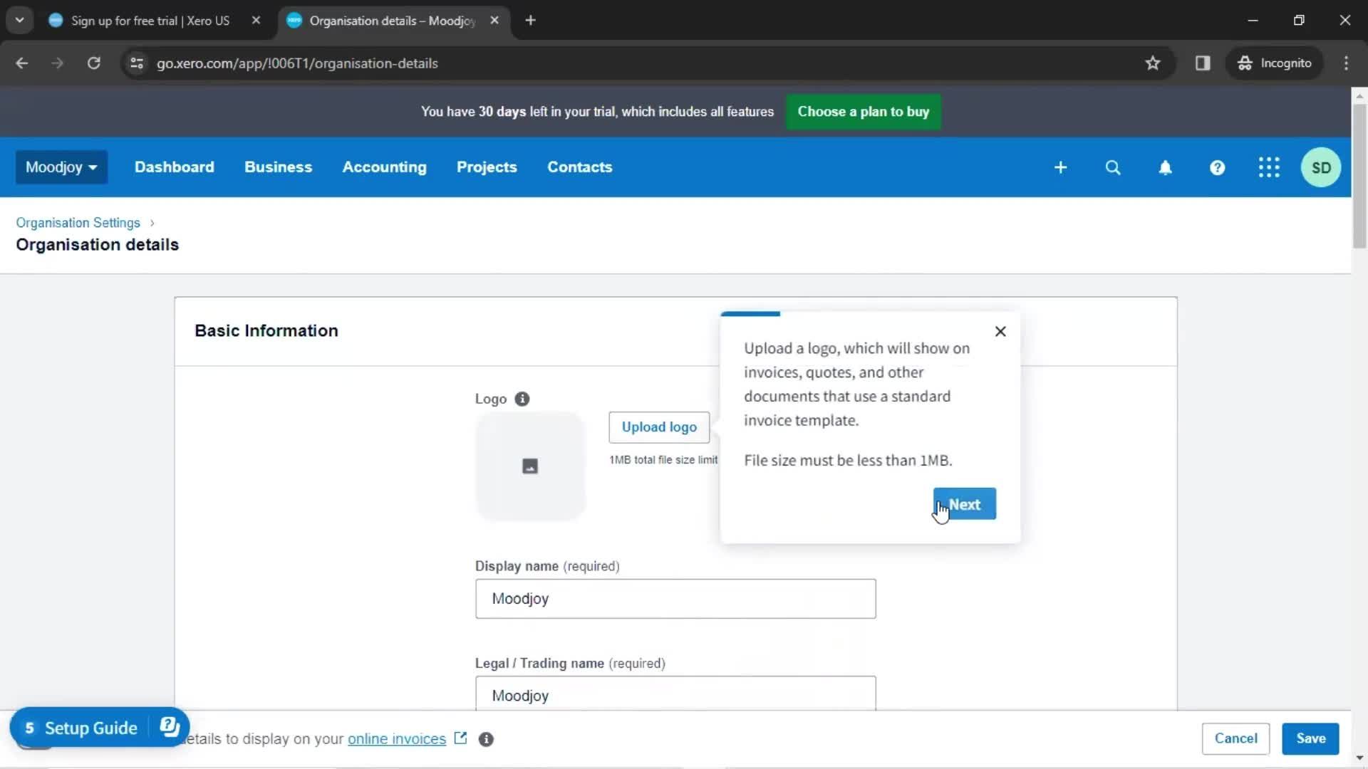 Onboarding screenshot
