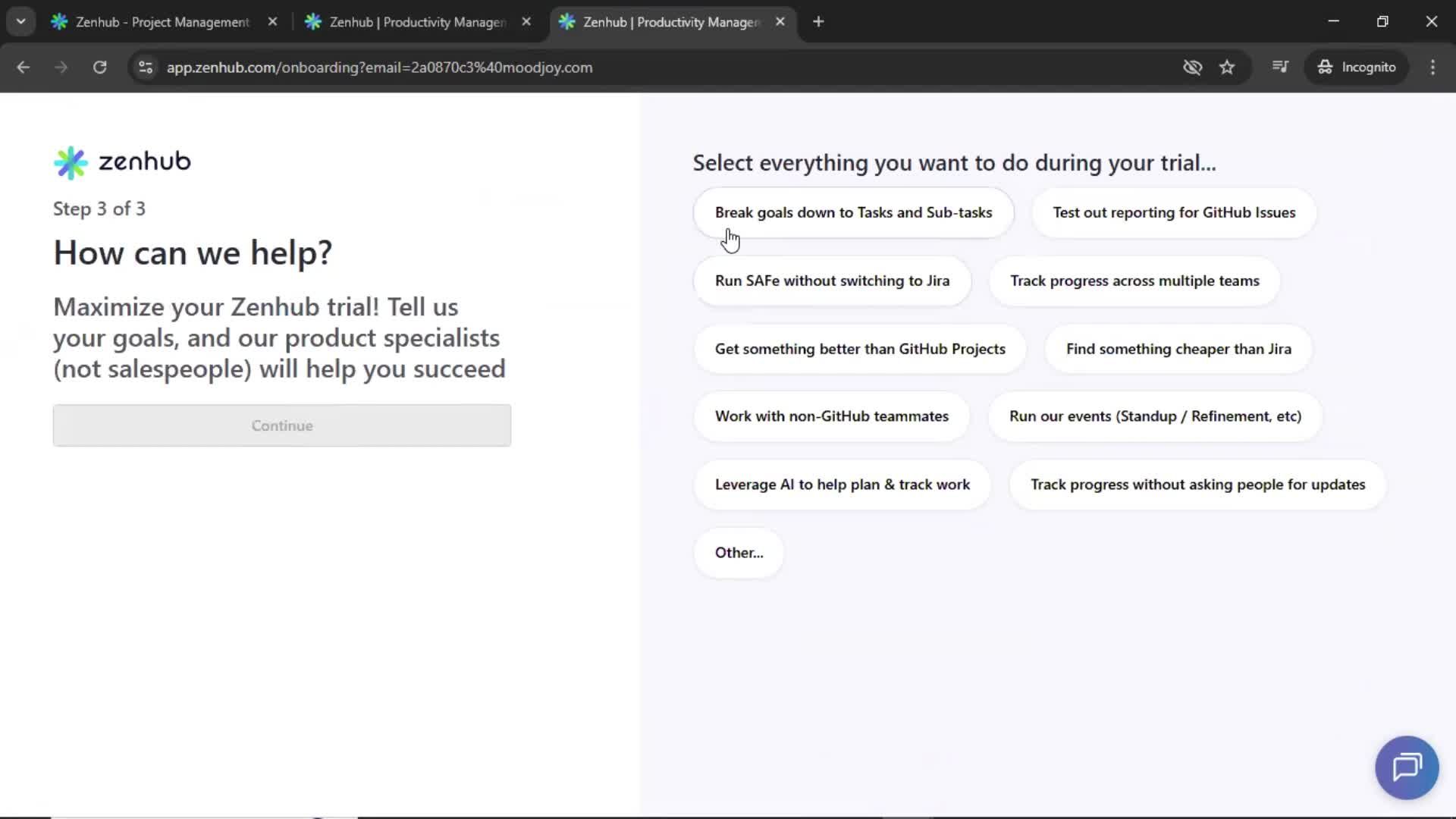 Onboarding screenshot