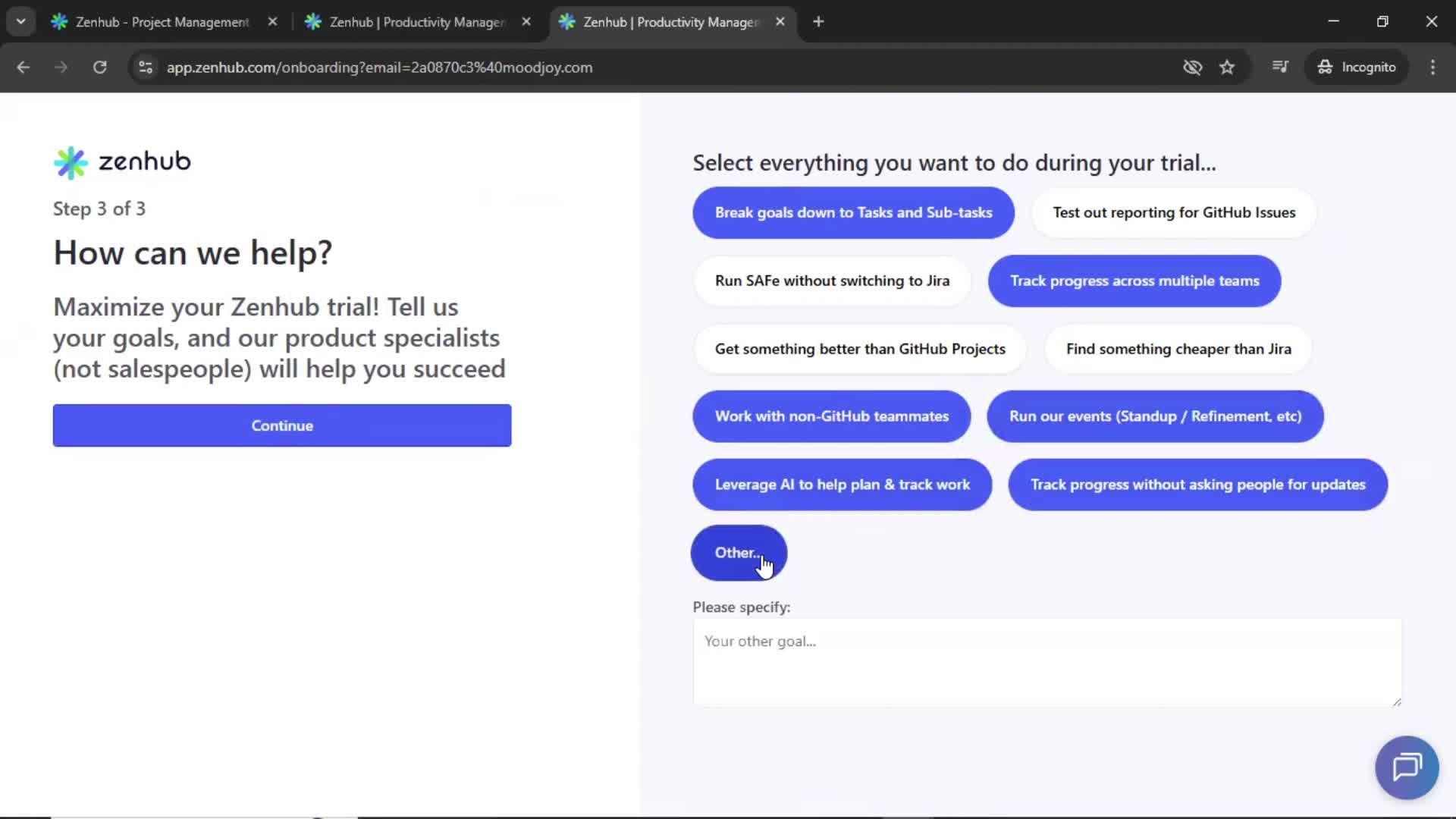 Onboarding screenshot