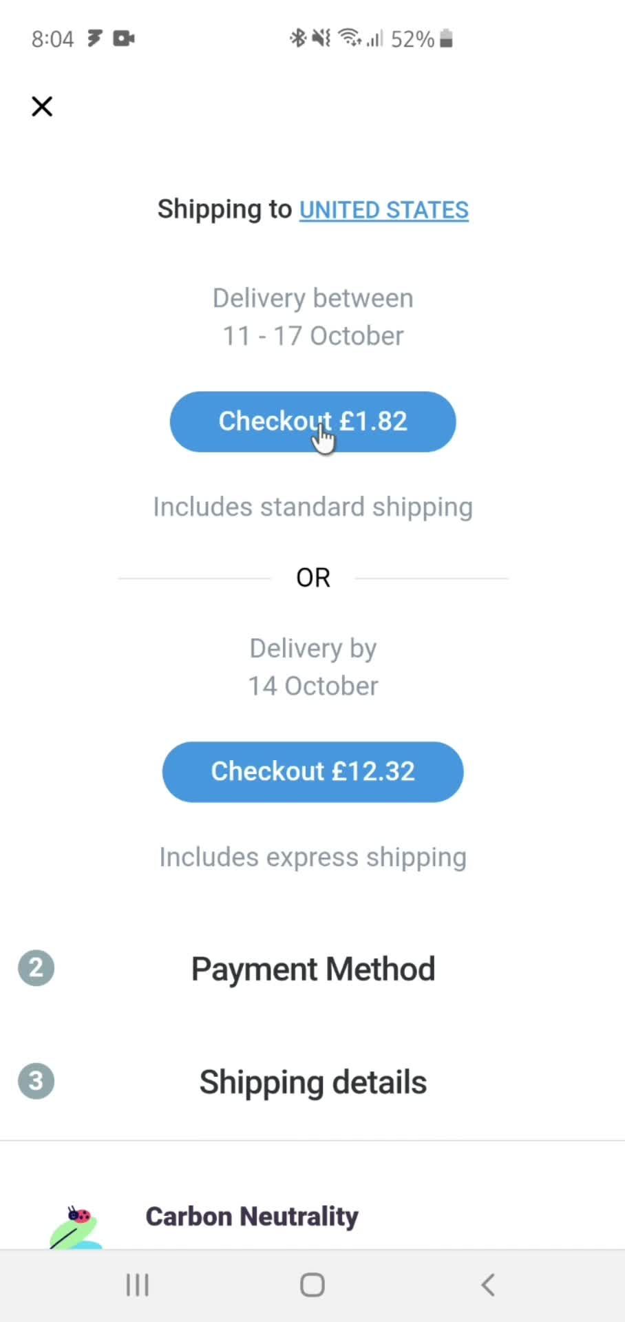 Buying something screenshot